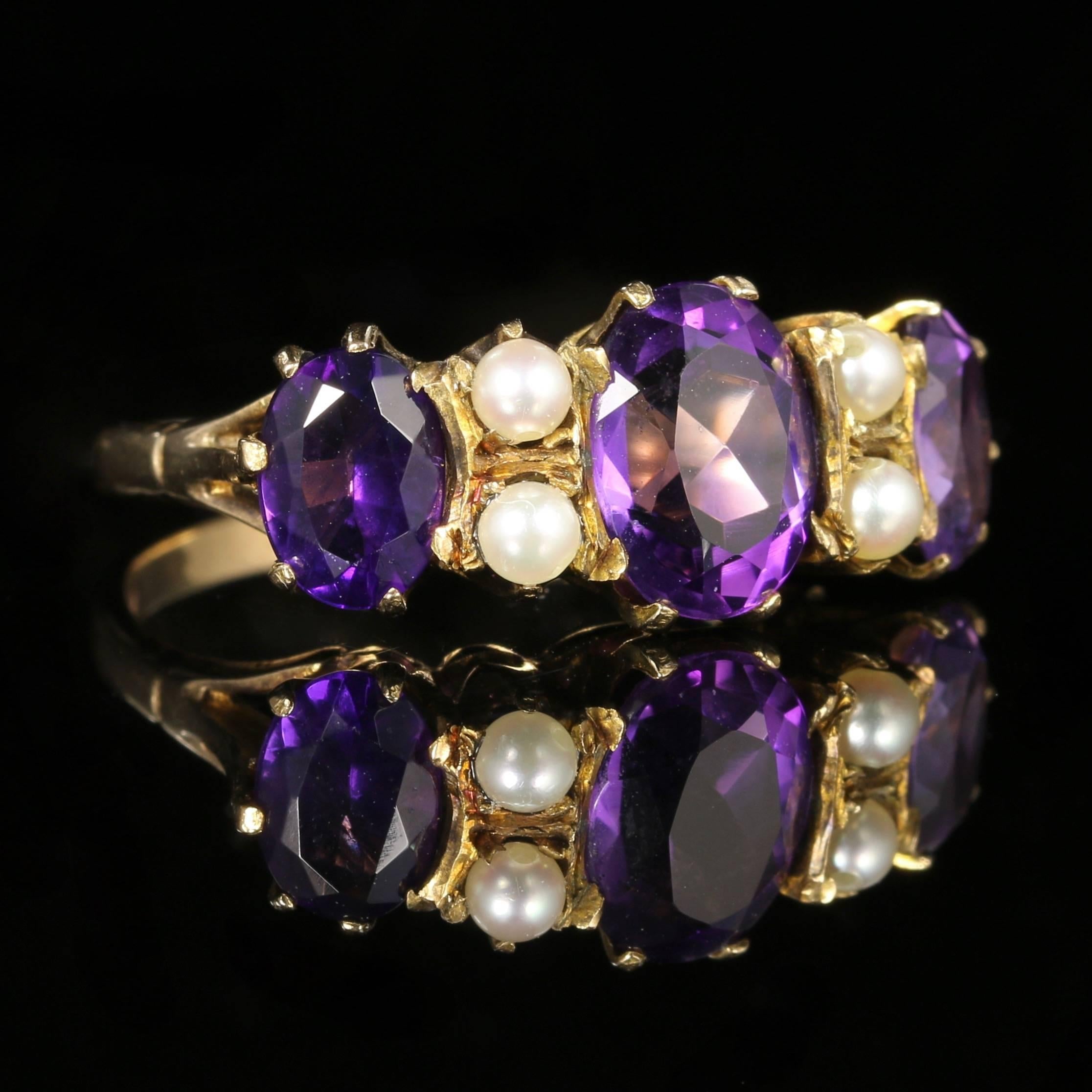 amethyst and pearl ring