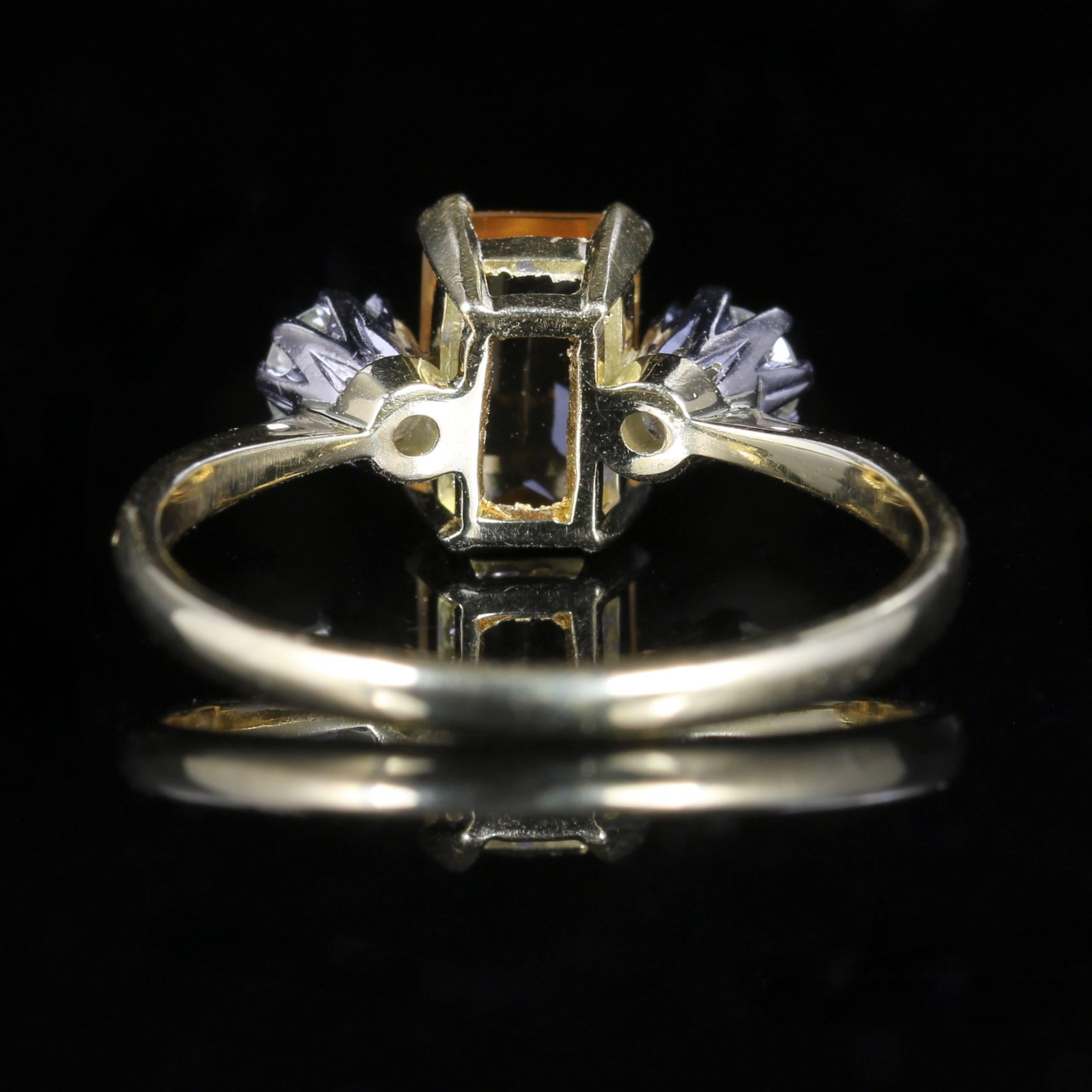 Antique Edwardian Yellow Sapphire Diamond Gold Ring In Excellent Condition In Lancaster, Lancashire