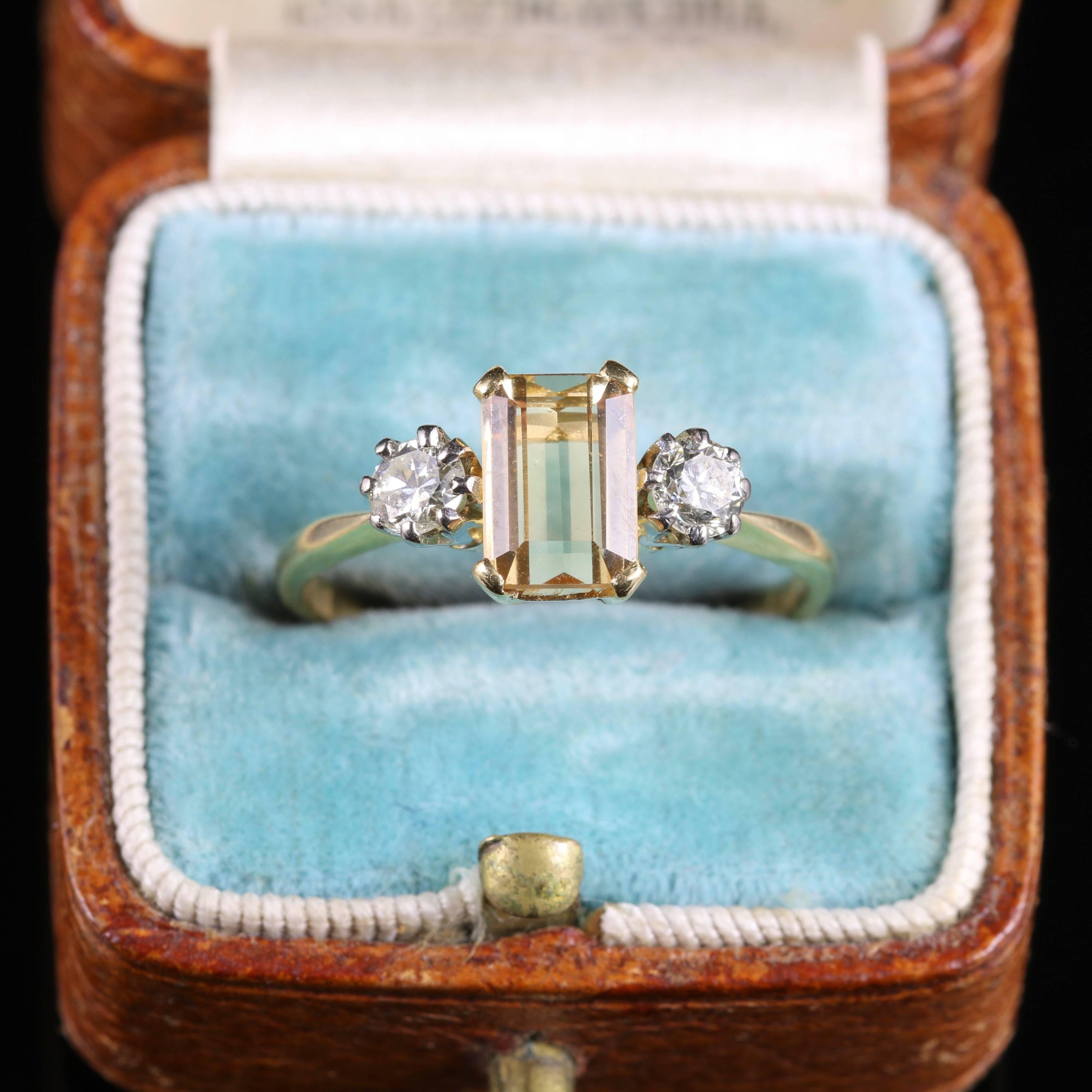 Antique Edwardian Yellow Sapphire Diamond Gold Ring 2