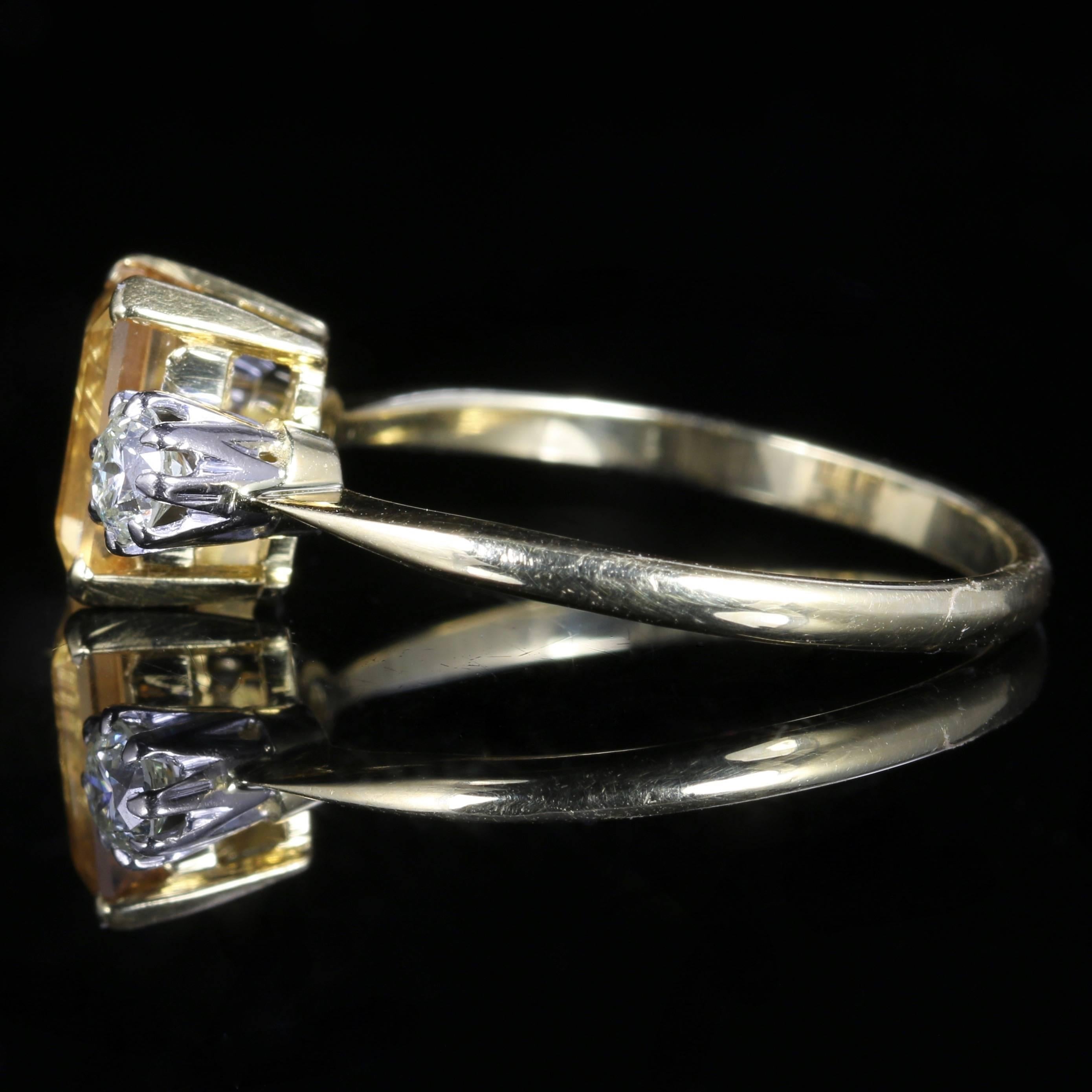 Antique Edwardian Yellow Sapphire Diamond Gold Ring 1