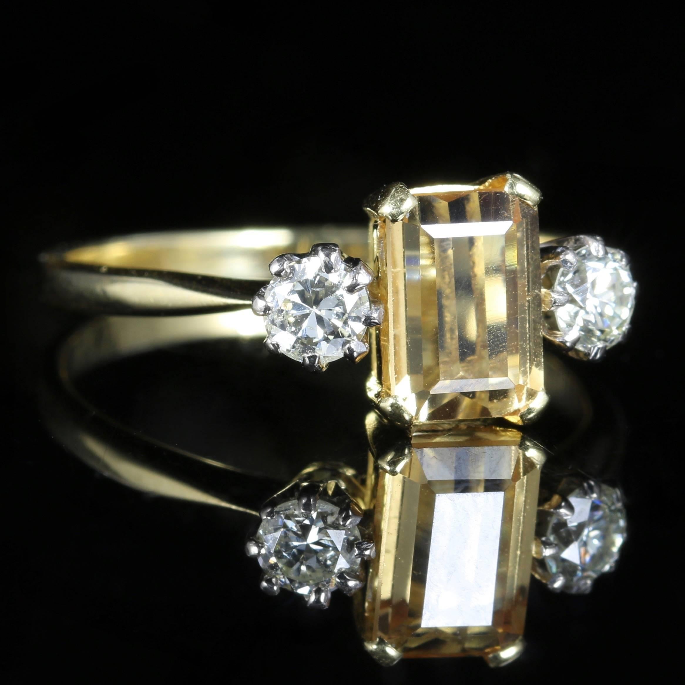 Women's Antique Edwardian Yellow Sapphire Diamond Gold Ring