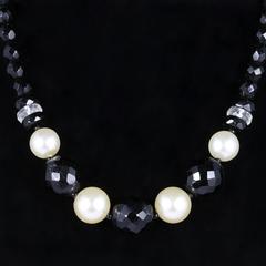 Art Deco French Jet and Pearl Necklace, circa 1920
