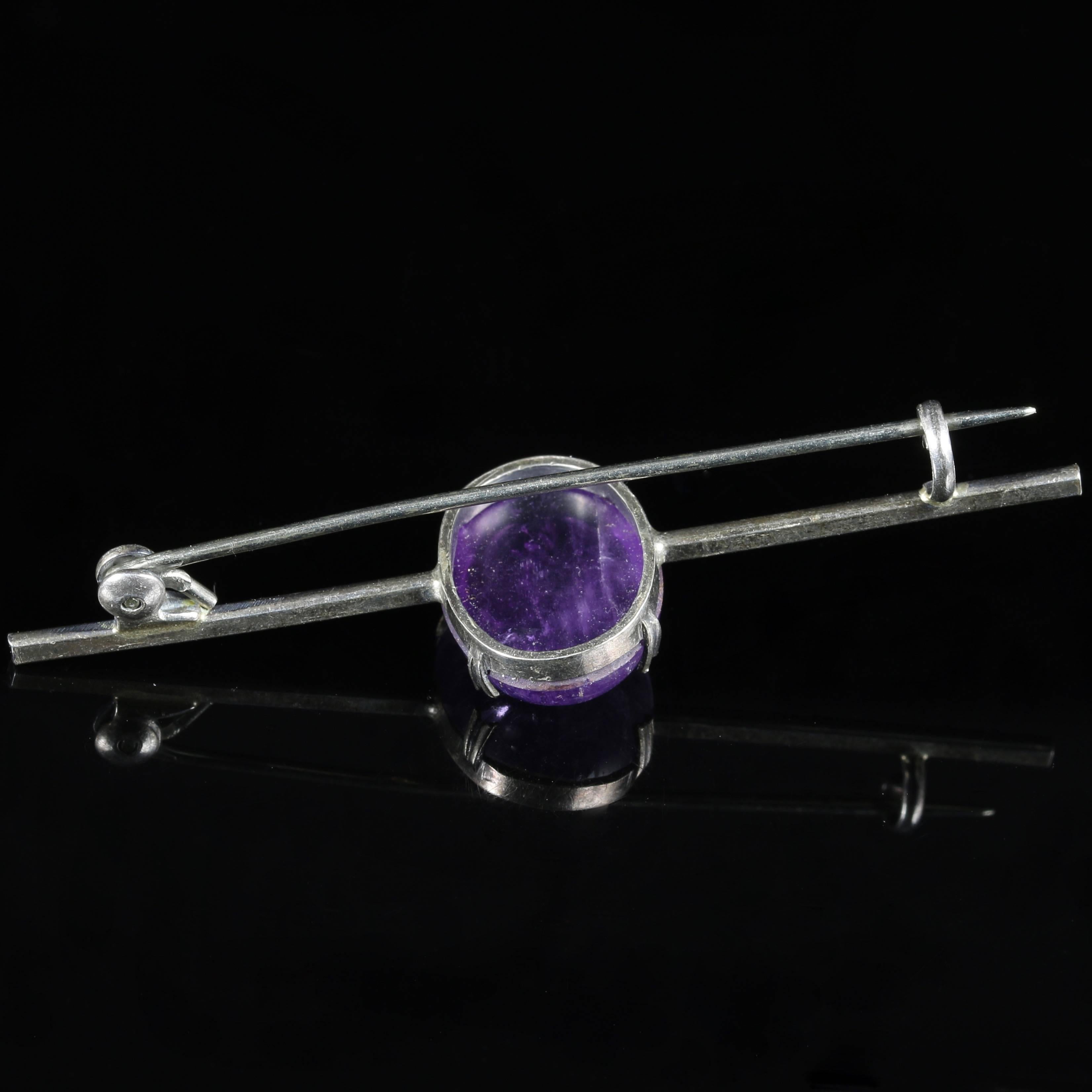 Antique Amethyst Silver Brooch, circa 1900 1