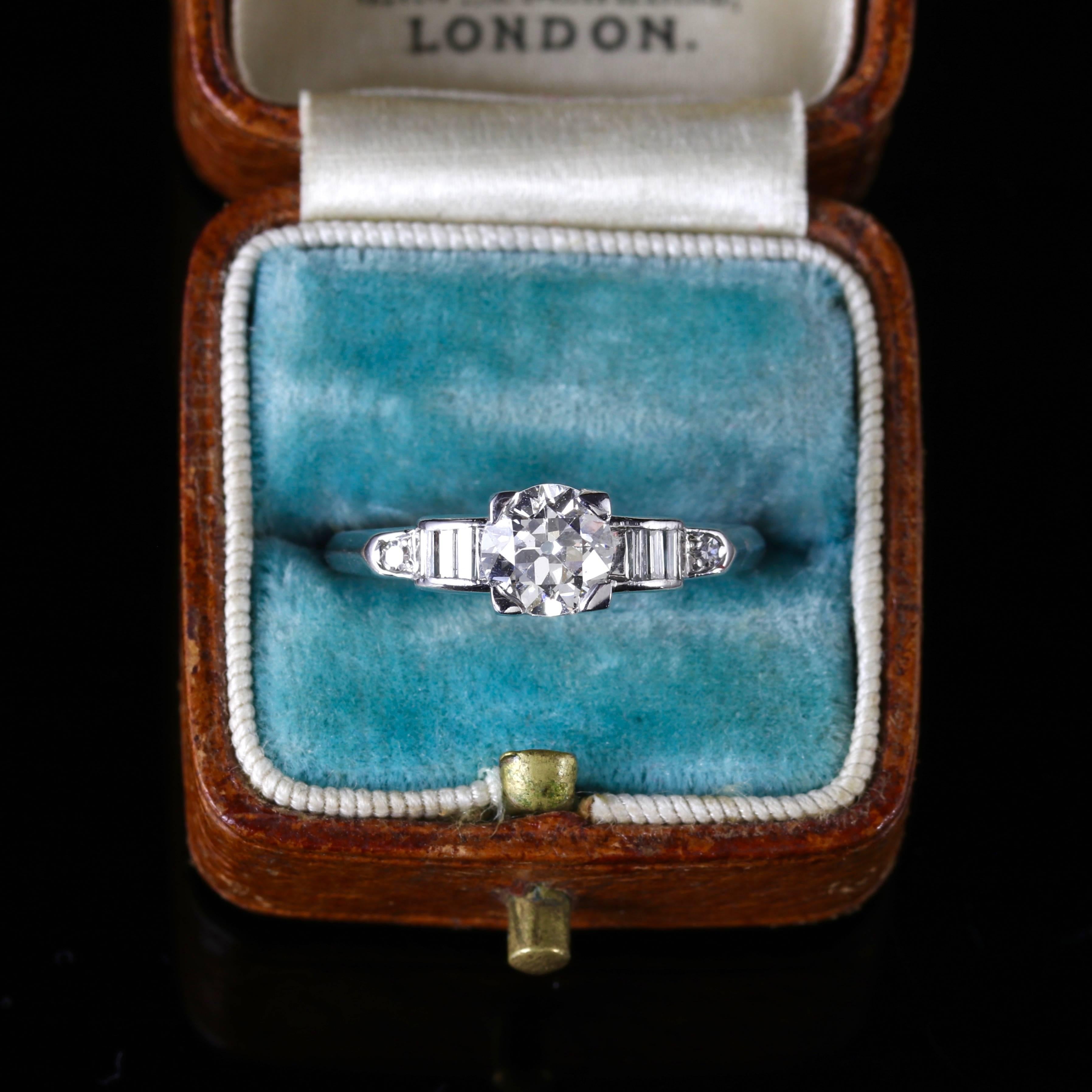 Antique Diamond Solitaire Platinum 1 Carat of Diamond Engagement Ring 3