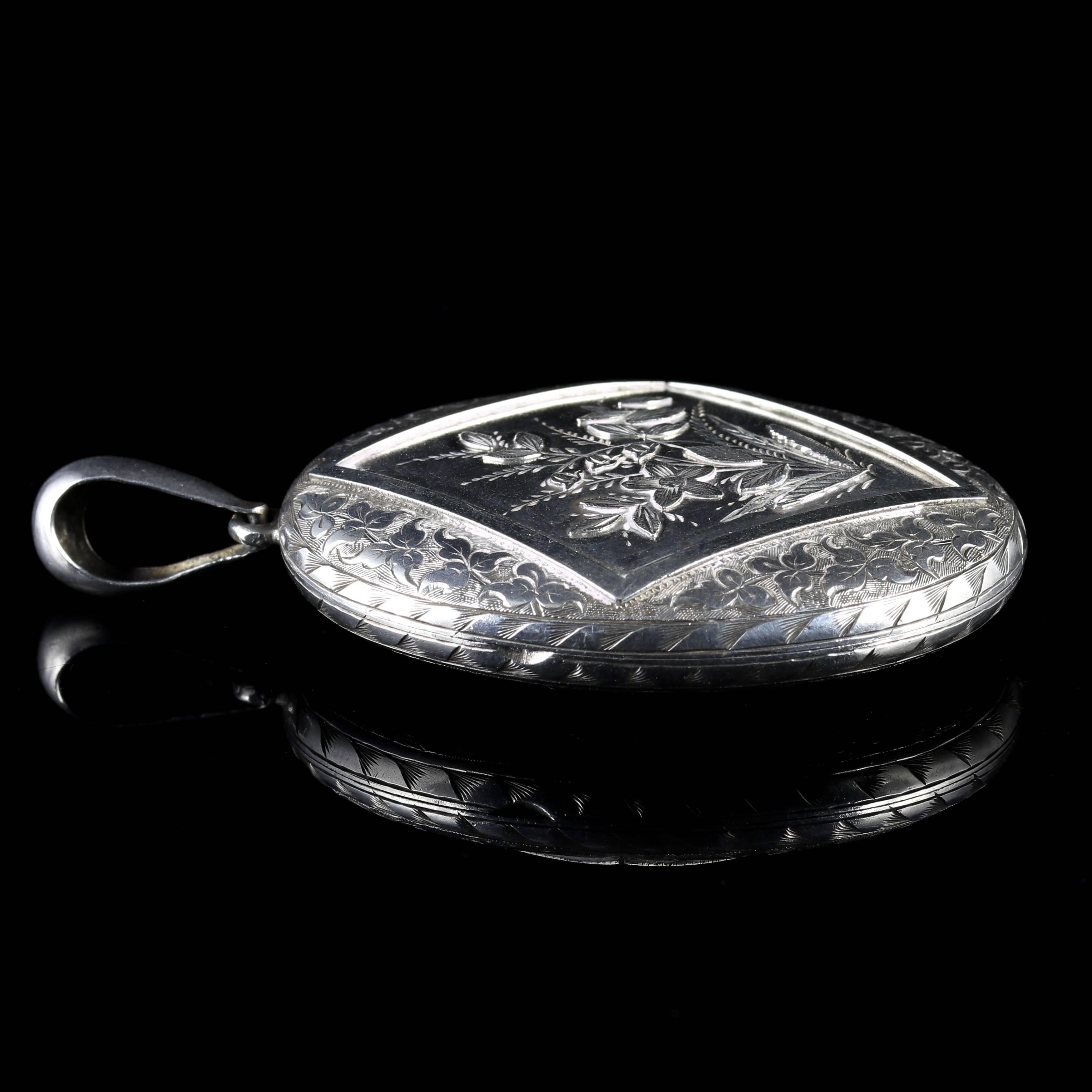 Women's Antique Victorian Large Silver Locket Dated 1880