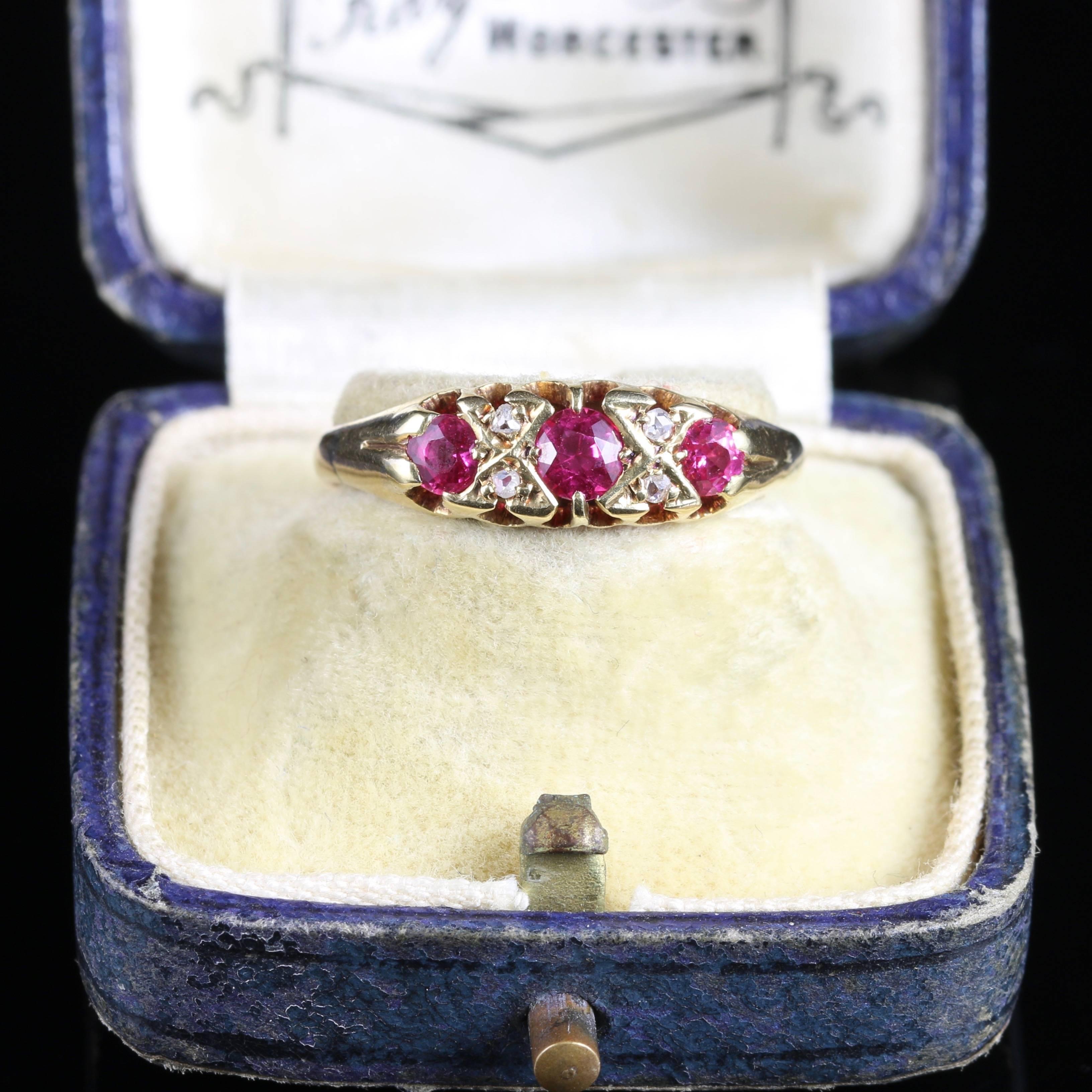 Antique Victorian Ruby Diamond Ring Dated London, 1869 2