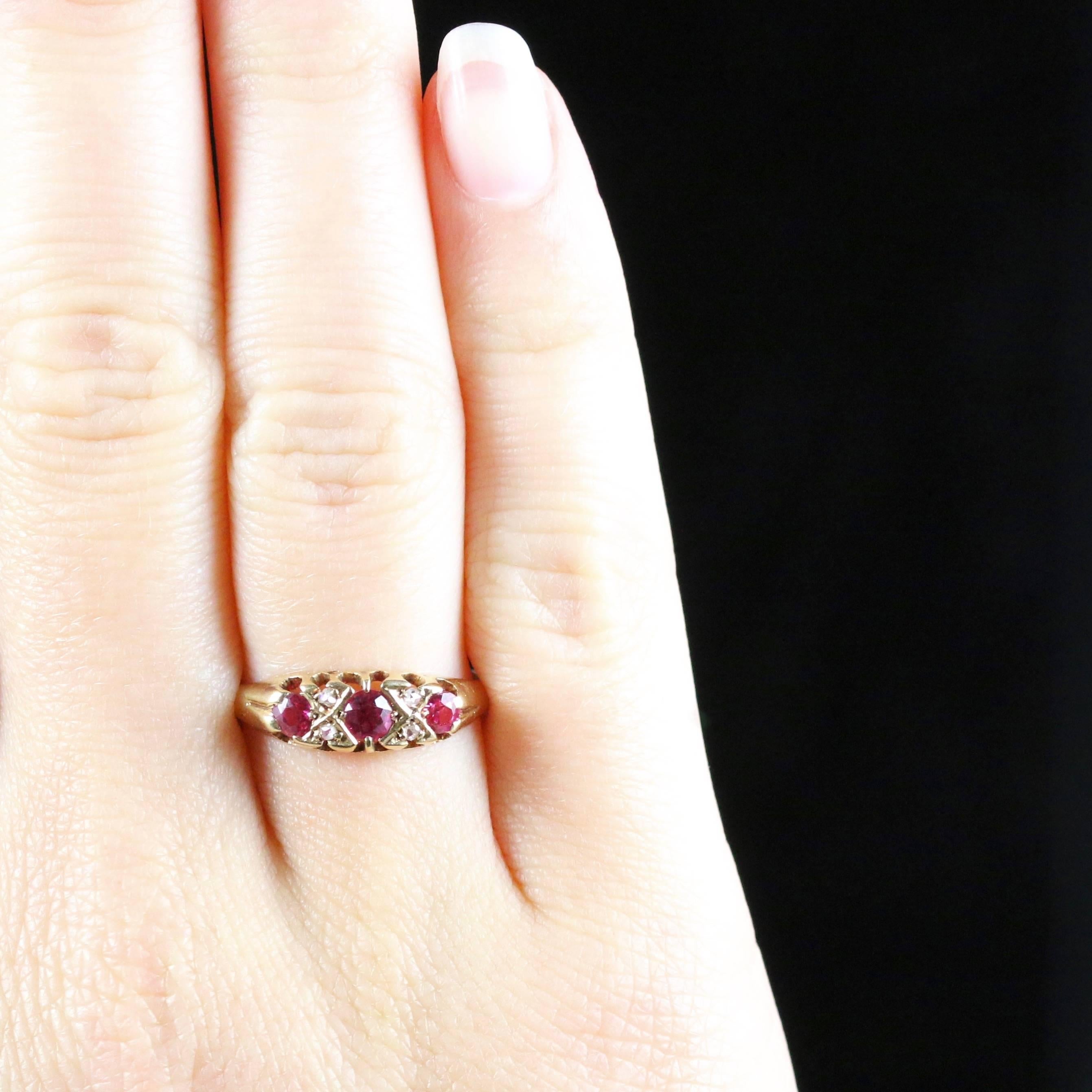 Antique Victorian Ruby Diamond Ring Dated London, 1869 3