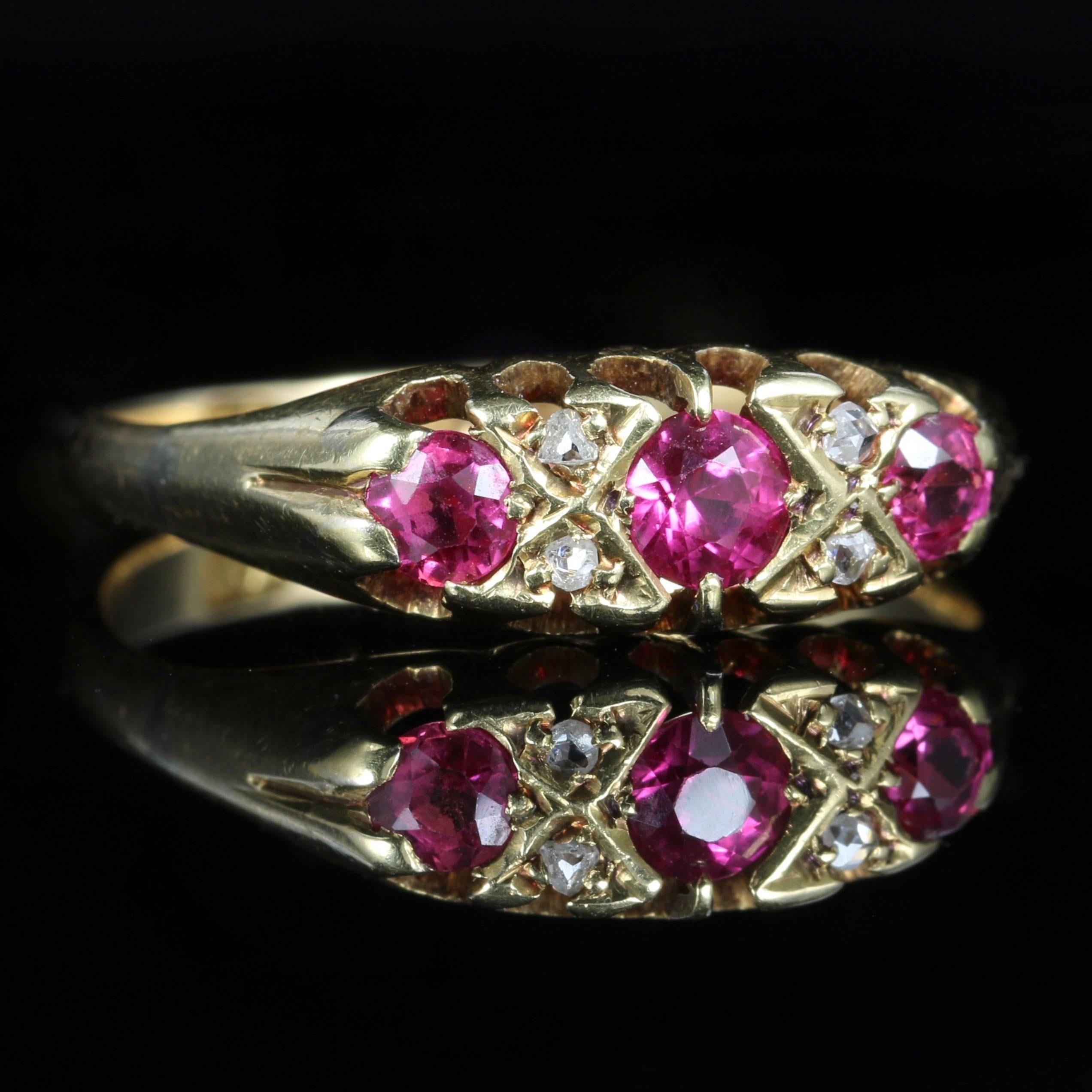 Antique Victorian Ruby Diamond Ring Dated London, 1869 In Excellent Condition In Lancaster, Lancashire