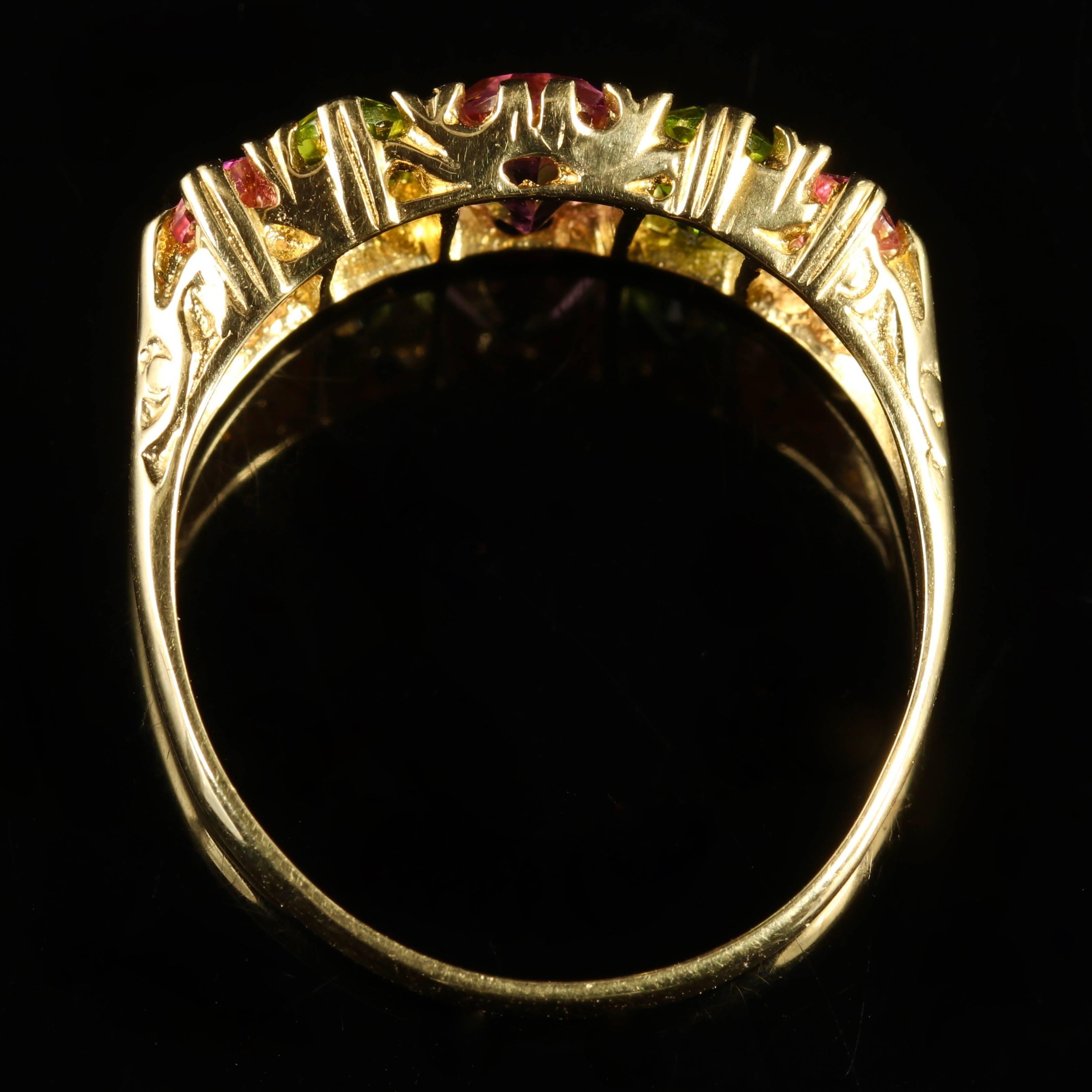 Women's Antique Victorian Suffragette Ring Tourmaline Peridot