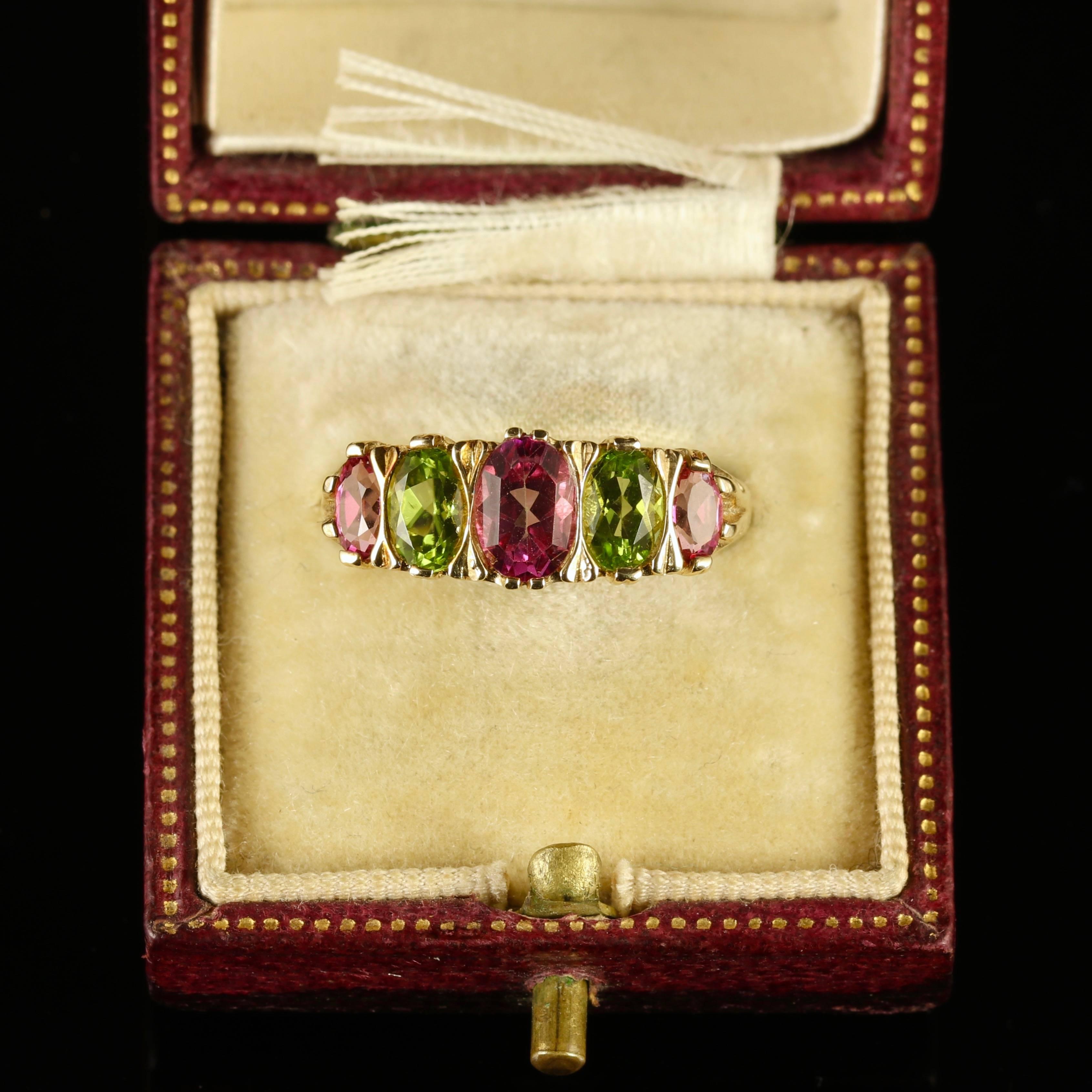Antique Victorian Suffragette Ring Tourmaline Peridot 2