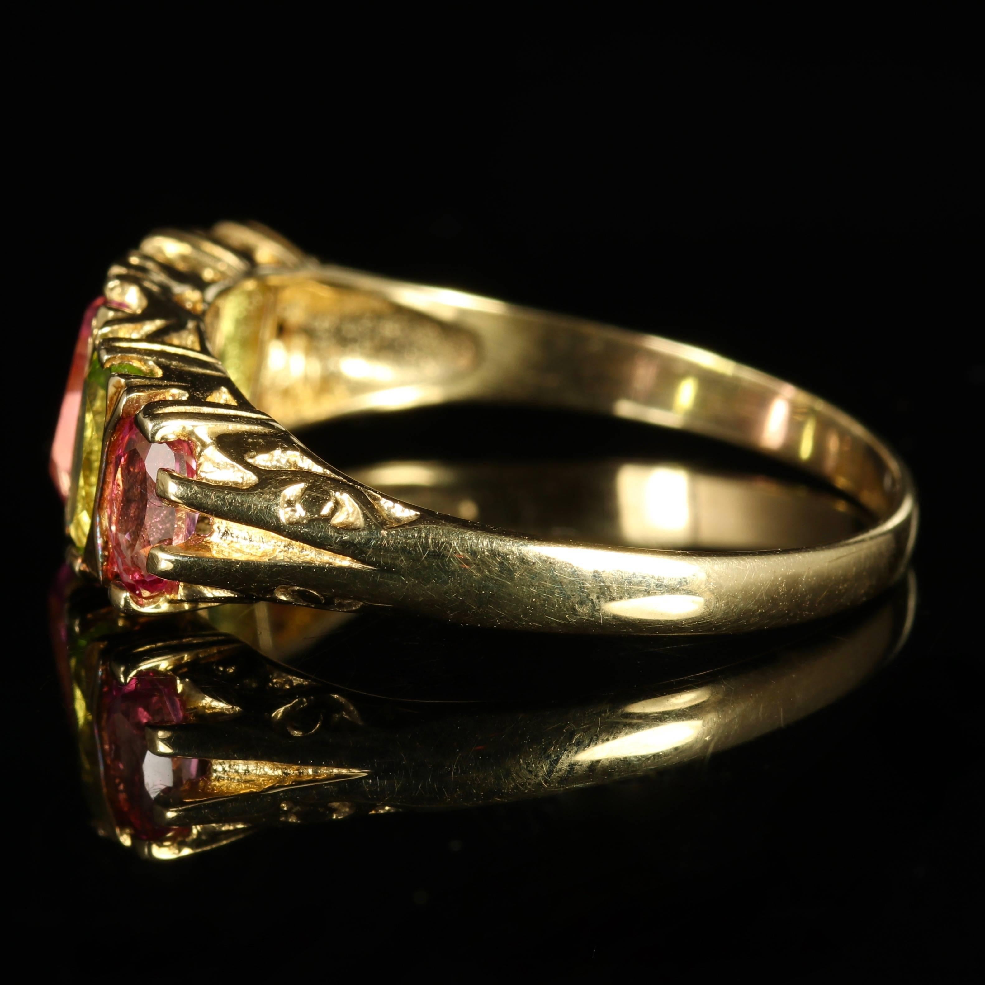 Antique Victorian Suffragette Ring Tourmaline Peridot 1