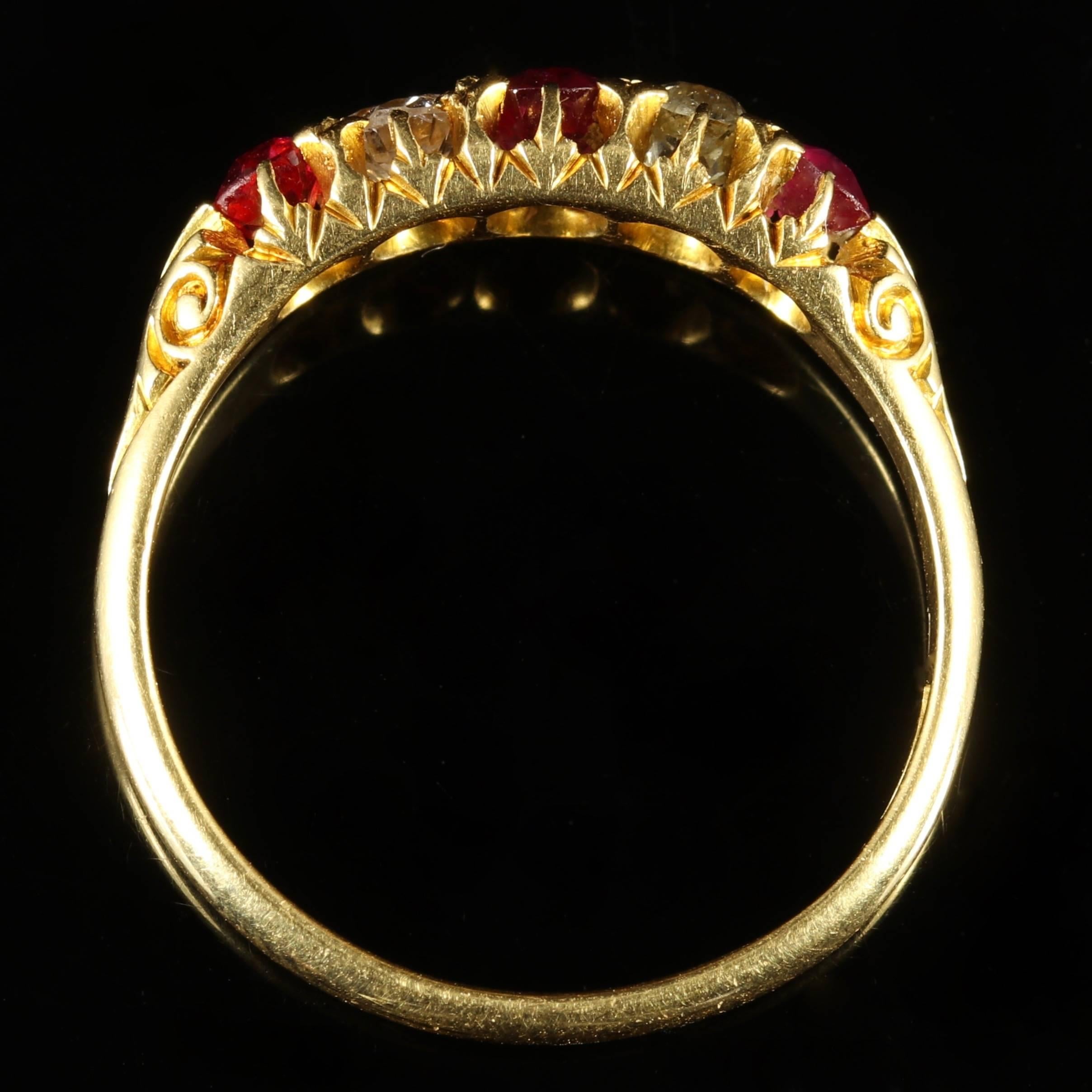 Antique Victorian Ruby Diamond Ring 18 Carat Gold, circa 1900 2