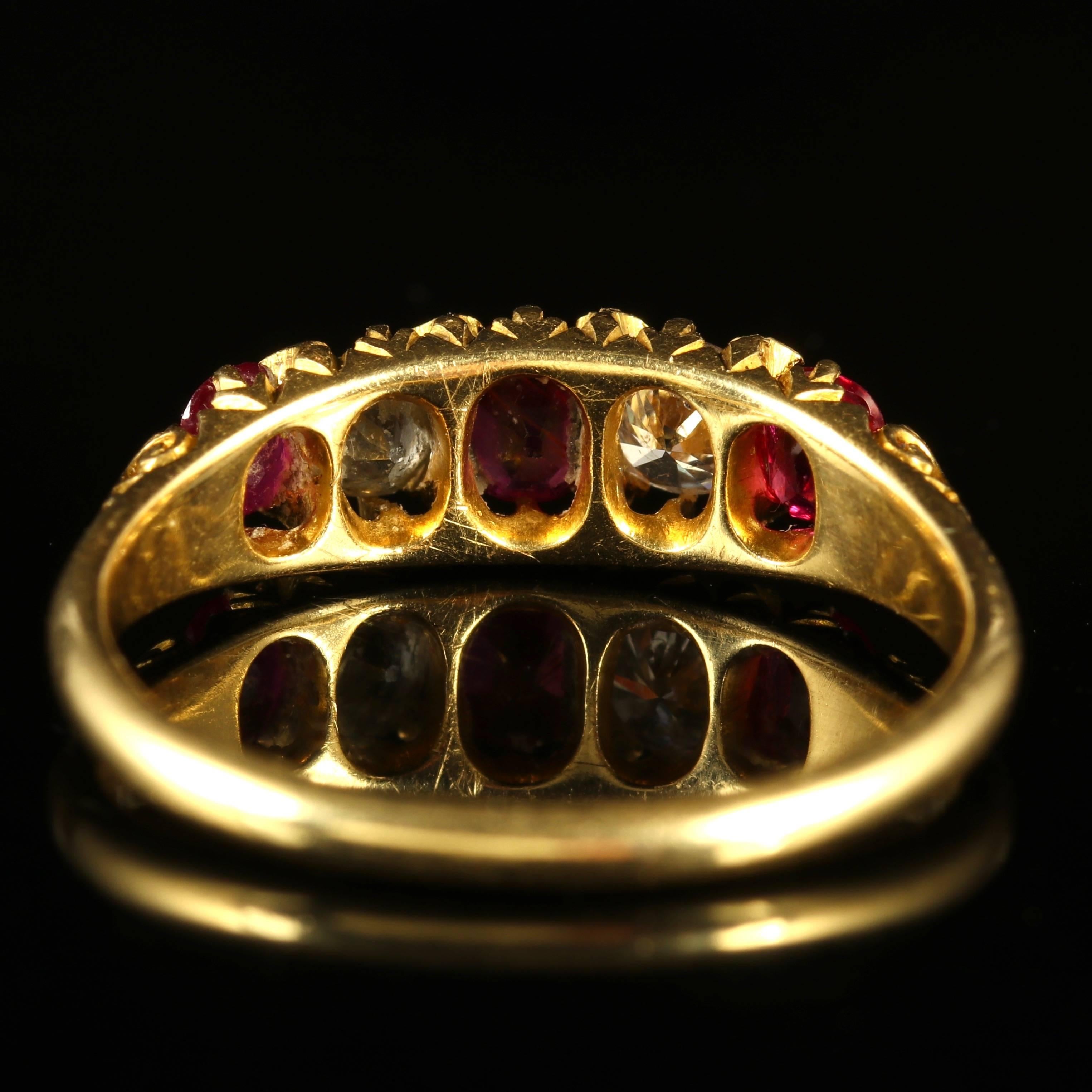 Antique Victorian Ruby Diamond Ring 18 Carat Gold, circa 1900 In Excellent Condition In Lancaster, Lancashire