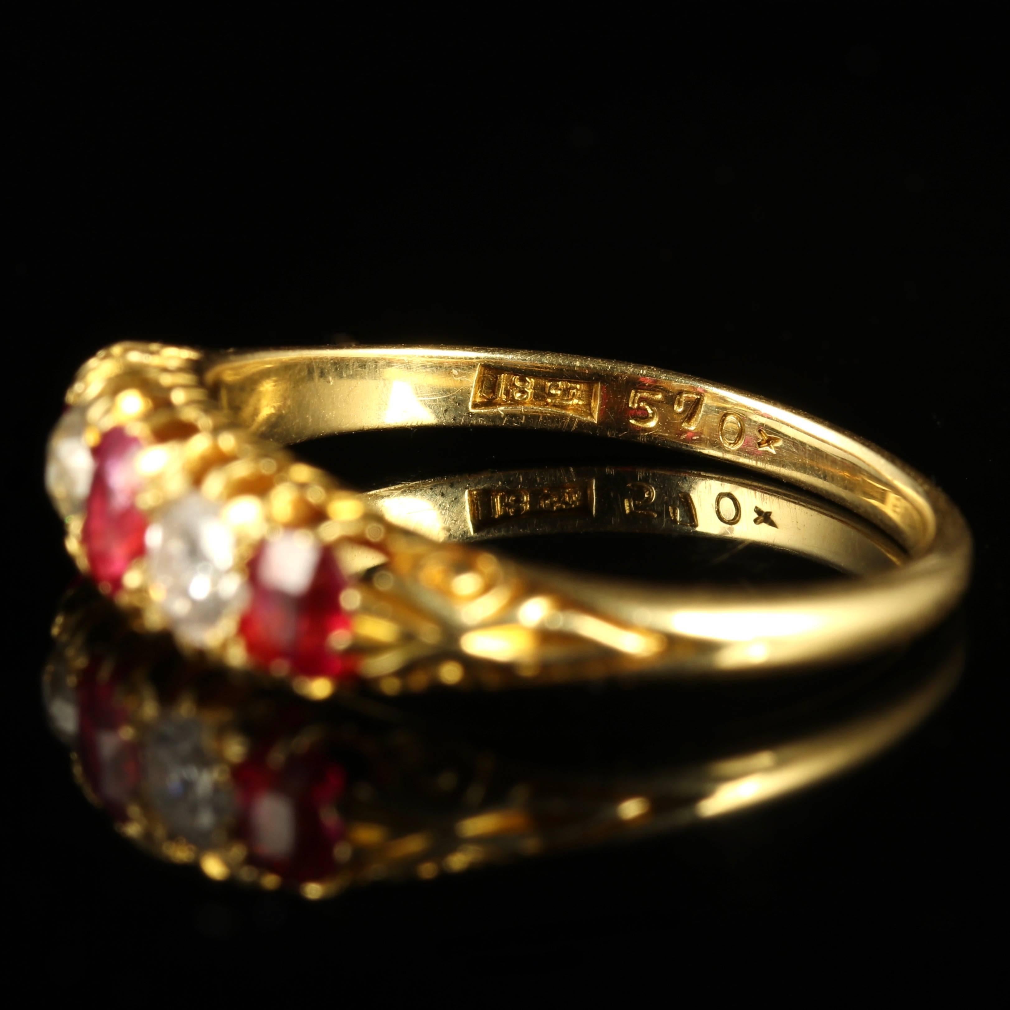 Antique Victorian Ruby Diamond Ring 18 Carat Gold, circa 1900 3