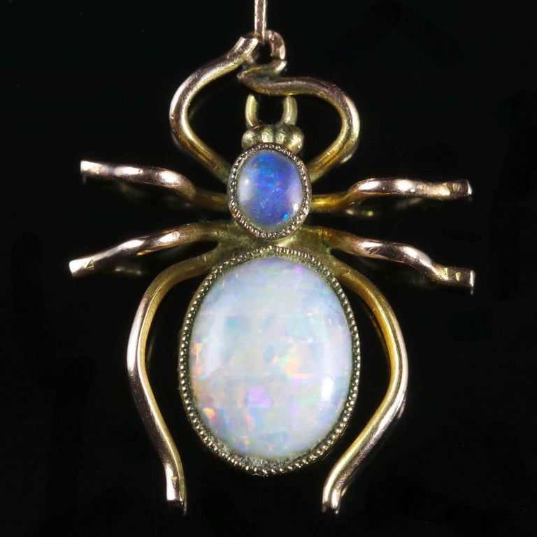 Opal Fly Antique Victorian Opal Spider Fly Necklace, circa 1900 at 1stDibs