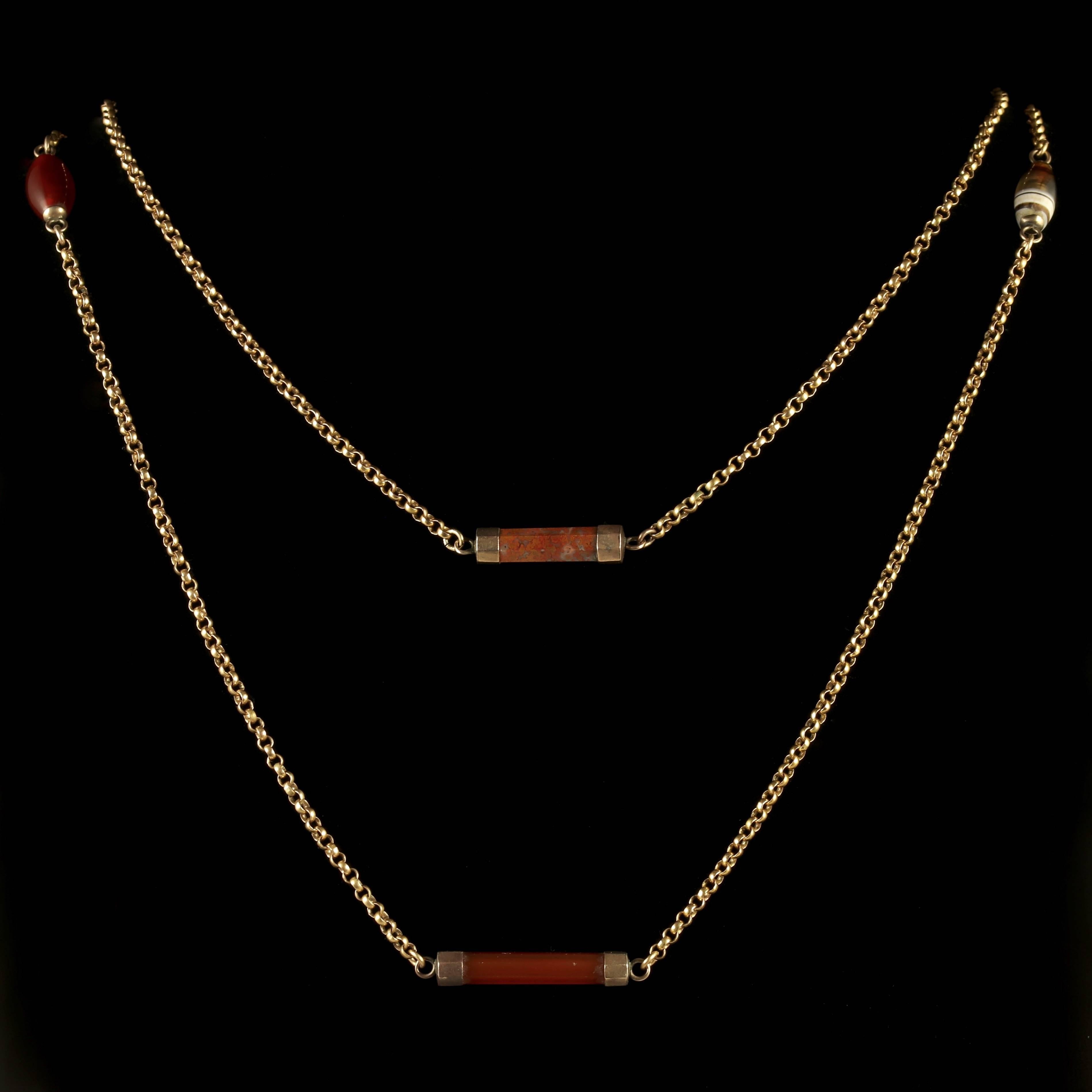 To read more please click continue reading below-

This fabulous long Scottish Agate necklace is an extremely rare and sought after piece. 

Scottish jewellery was made popular by Queen Victoria as it became a souvenir of her trips to Scotland. From