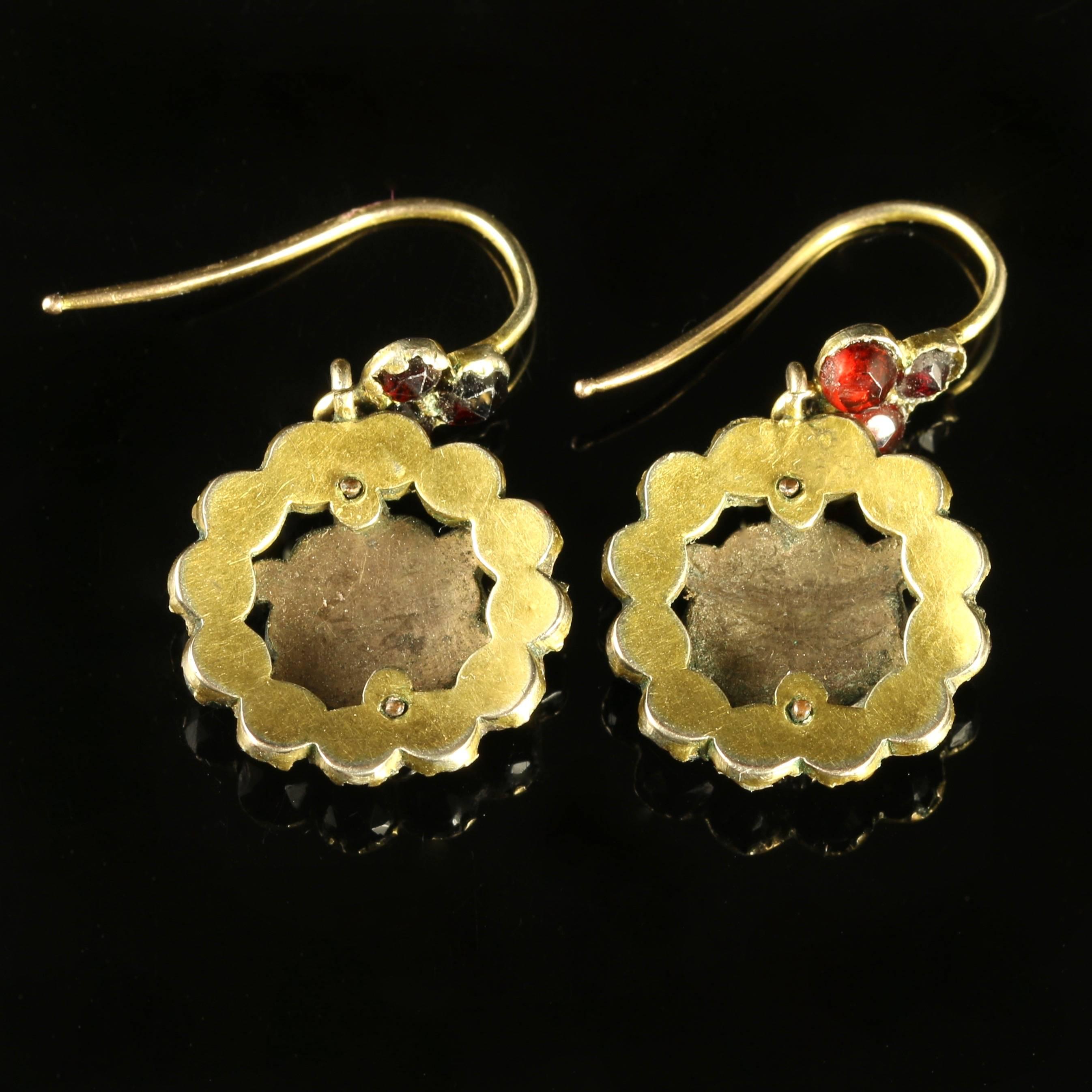 Antique Earrings Bohemian Garnets, circa 1880 In Excellent Condition In Lancaster, Lancashire