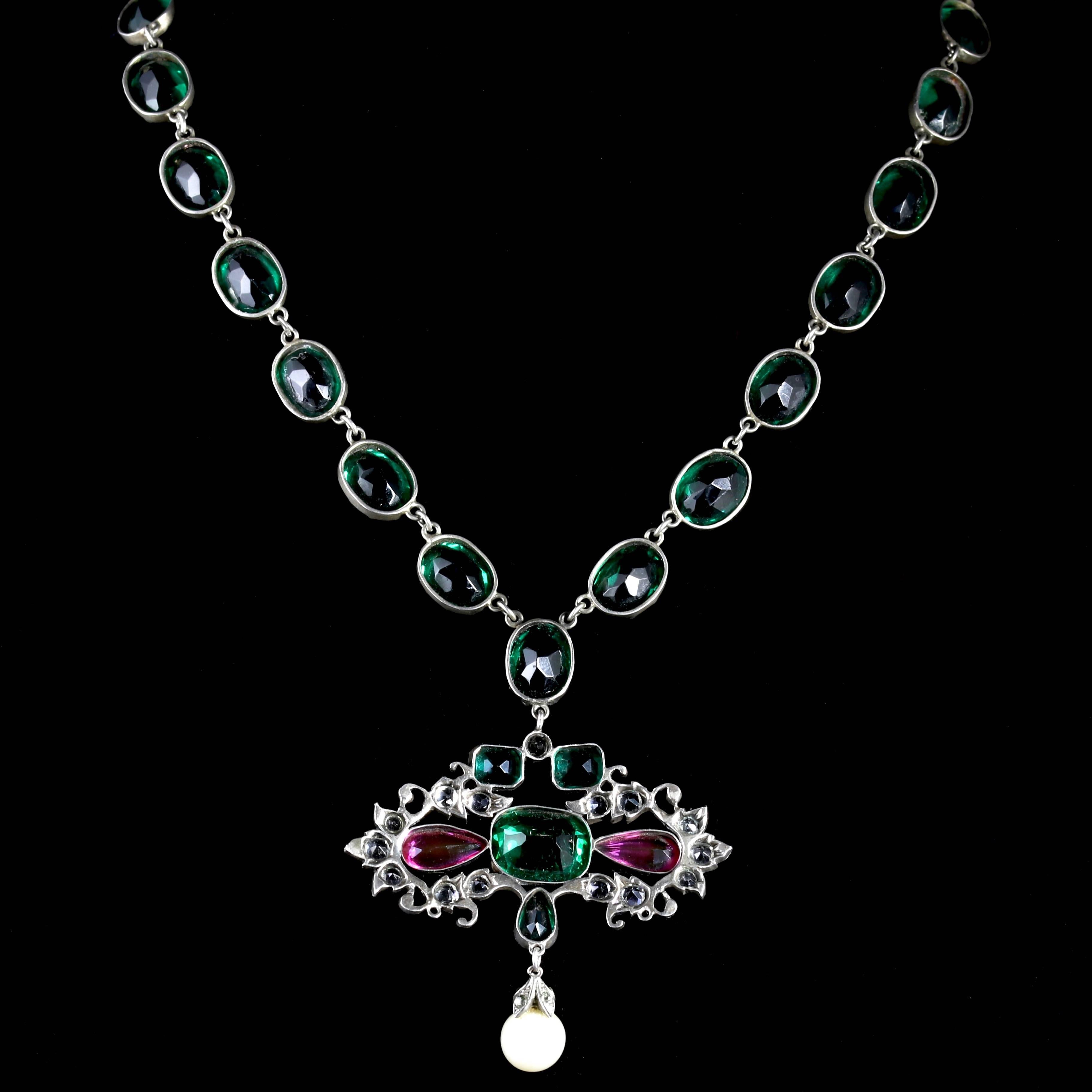 To read more please click continue reading below...

This fabulous, genuine Suffragette Victorian collar Paste necklace is such a statement piece which leads to a Suffragette pendant which is all original to the necklace.

The necklace is stamped