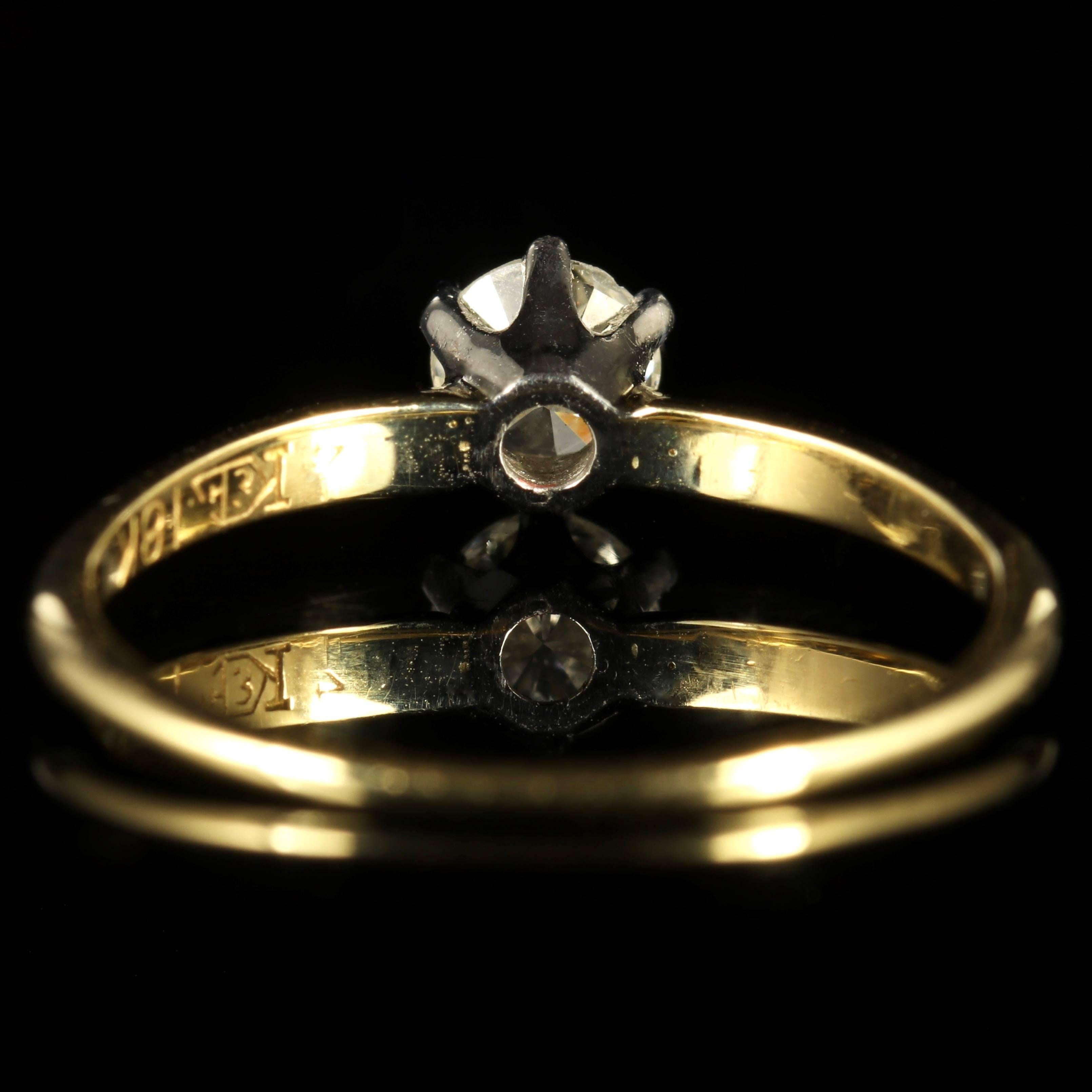 Antique Victorian Diamond Solitaire Engagement Ring 18 Carat Yellow Gold In Excellent Condition In Lancaster, Lancashire