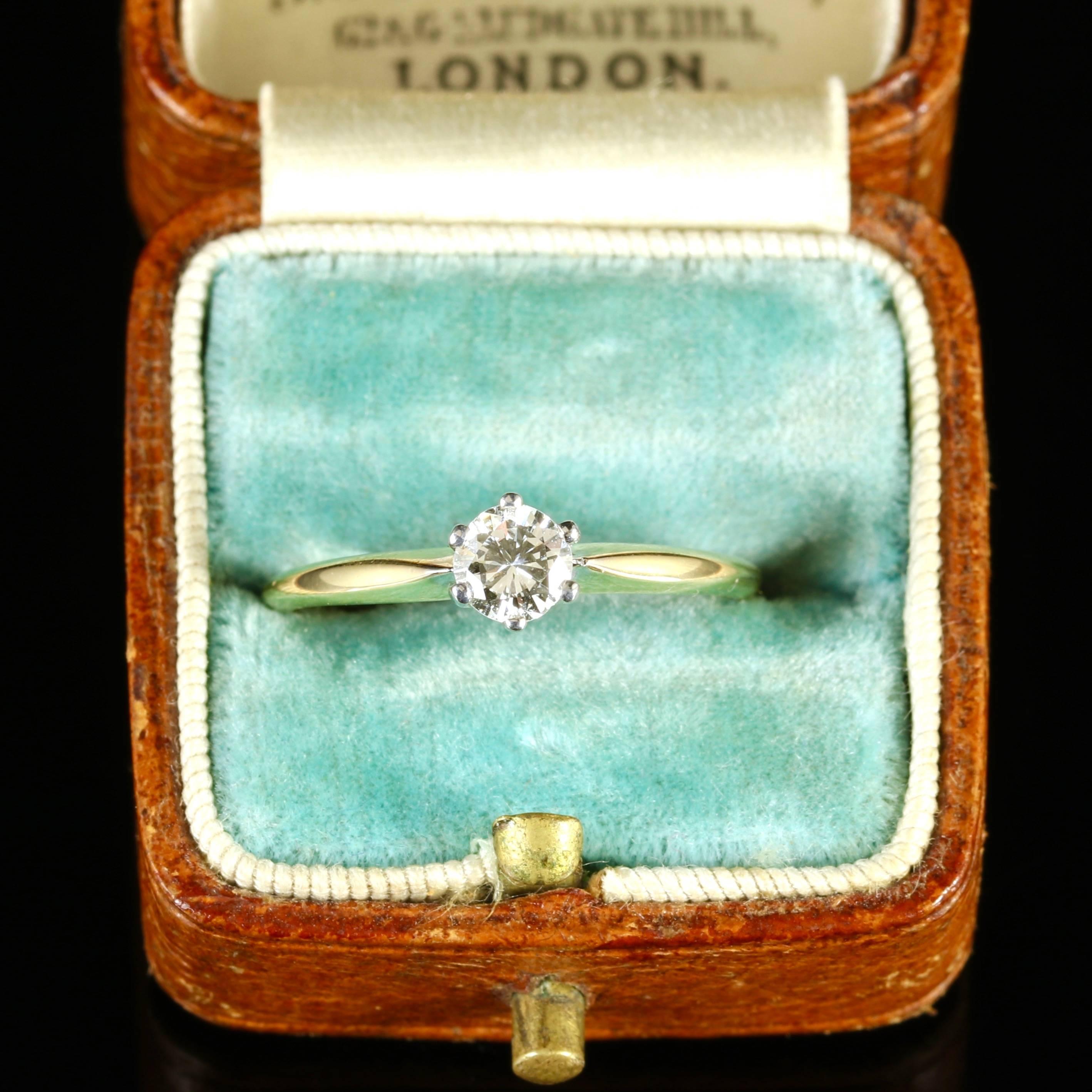 Antique Victorian Diamond Solitaire Engagement Ring 18 Carat Yellow Gold 3
