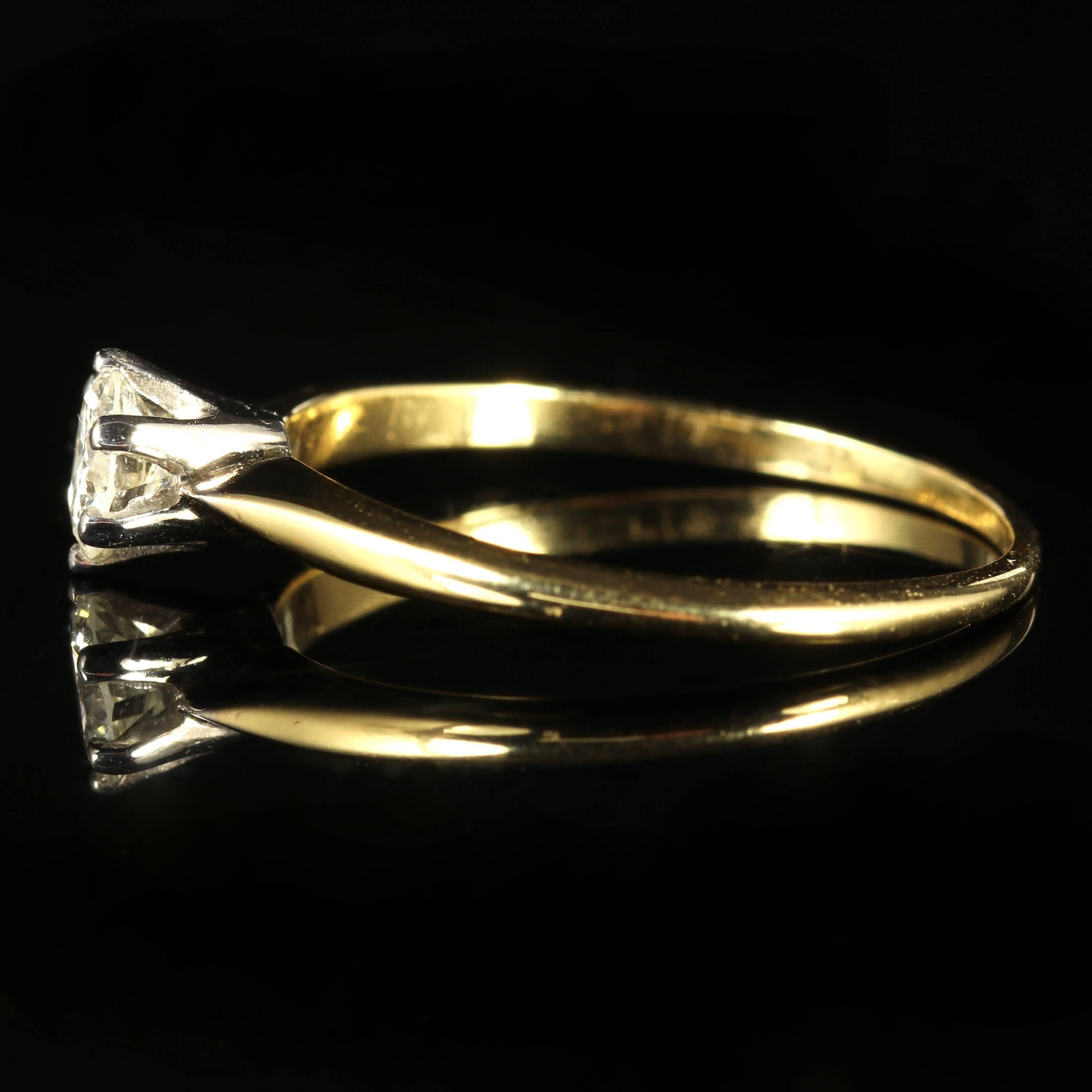Antique Victorian Diamond Solitaire Engagement Ring 18 Carat Yellow Gold 1