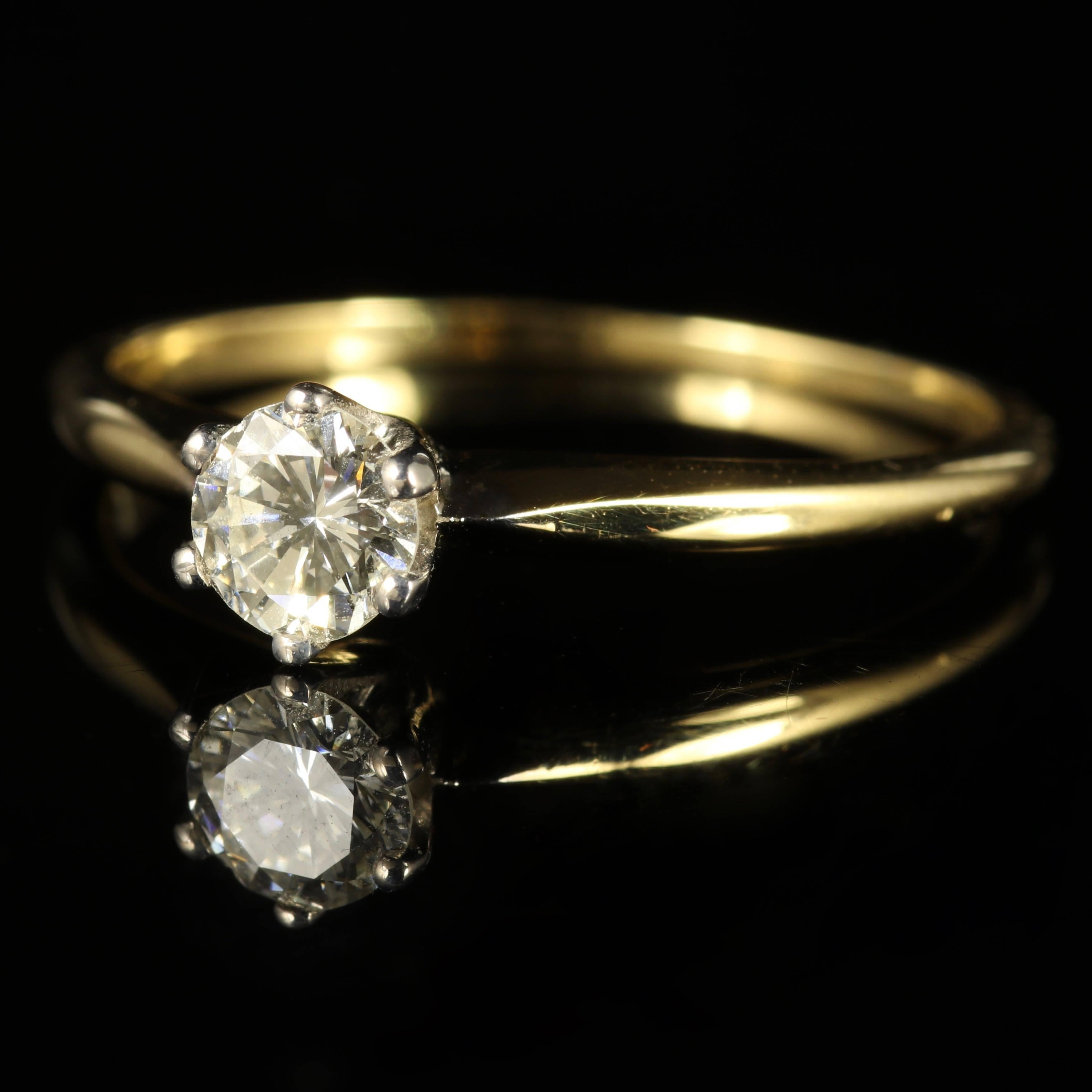 This fabulous Victorian 18ct Yellow Gold Diamond solitaire engagement ring is approx. 0.45ct.

The ring is antique Circa 1900.

A beautiful old cut Diamond which is original to the ring, which is SI 1 H in colour.

Diamond is the hardest mineral on