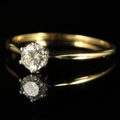 Antique Victorian Diamond Solitaire Engagement Ring 18 Carat Yellow Gold