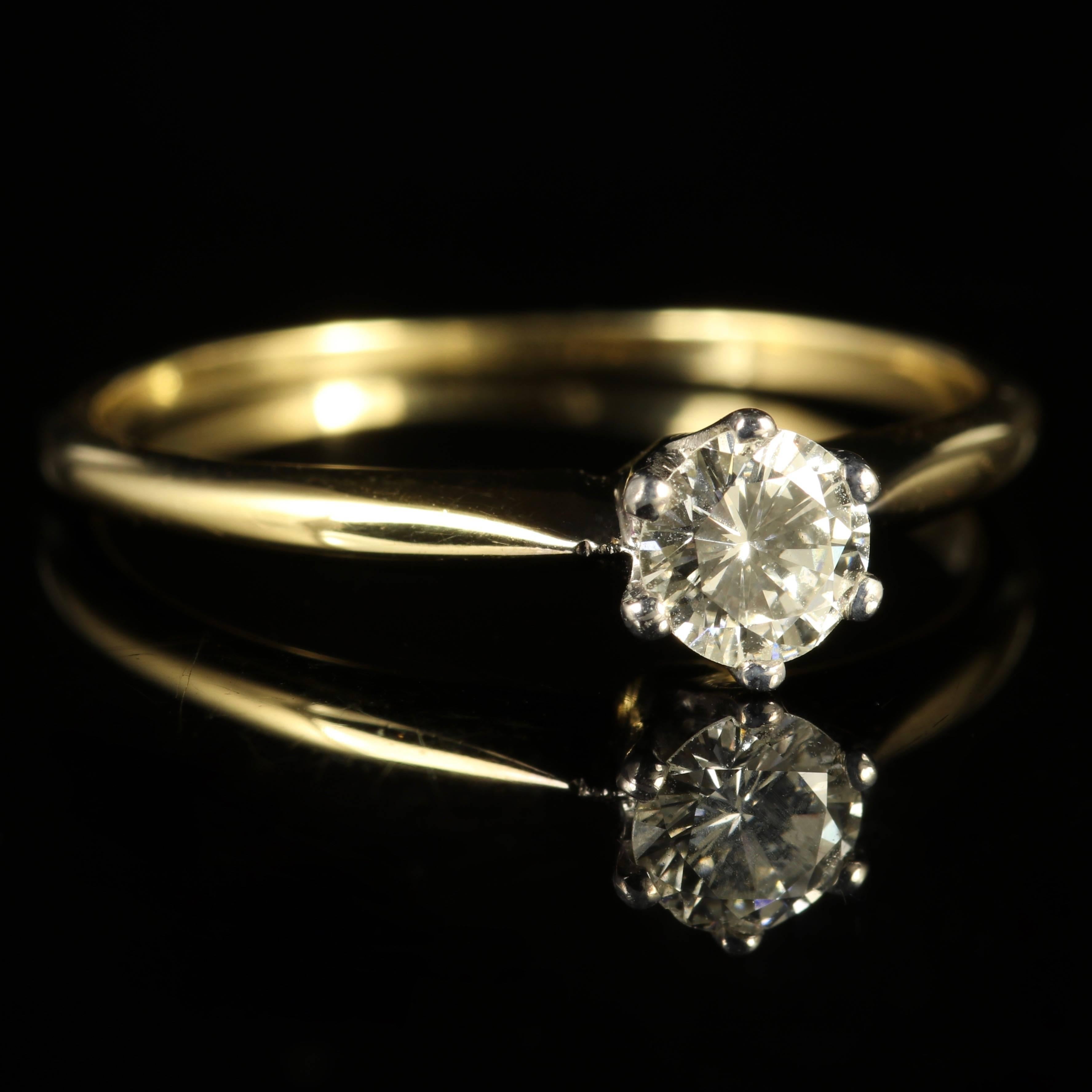 Women's Antique Victorian Diamond Solitaire Engagement Ring 18 Carat Yellow Gold