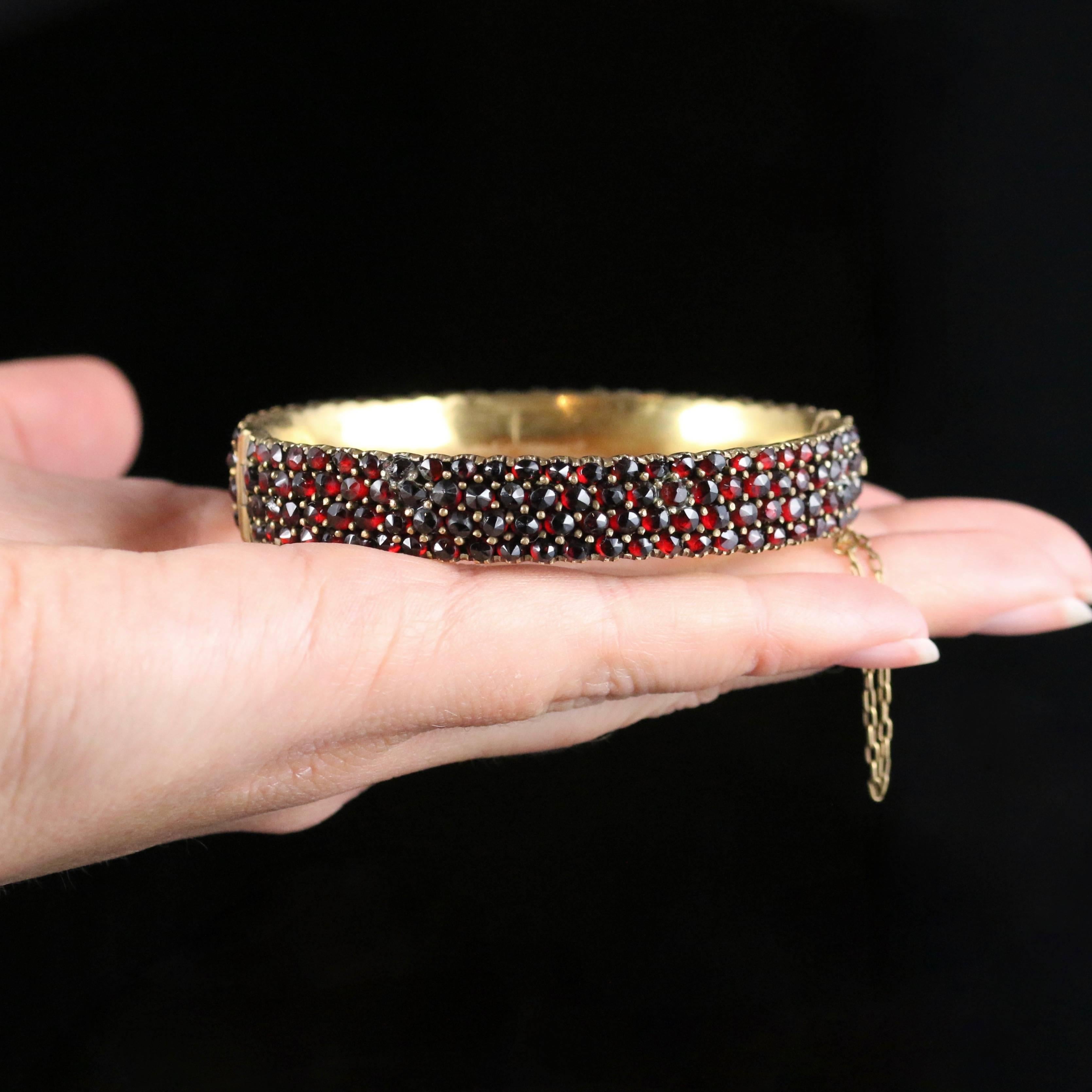 Antique Victorian Garnet Bangle, circa 1880 Bohemian Garnets For Sale 5