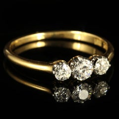 Antique Edwardian Diamond Trilogy Ring 18 Carat Gold circa 1910 Engagement Ring