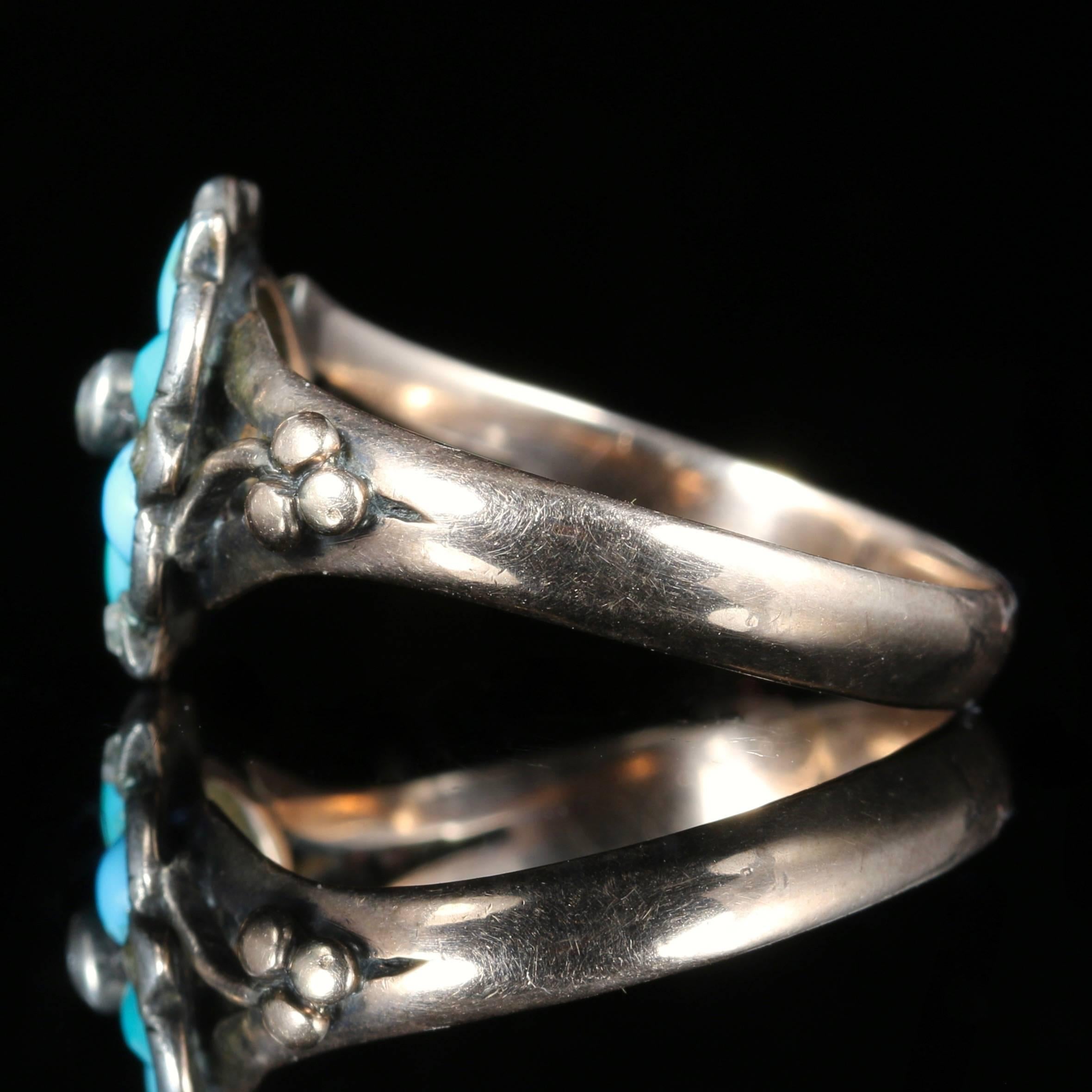 Antique Georgian Turquoise Diamond Ring Locket Back, circa 1830 In Excellent Condition In Lancaster, Lancashire
