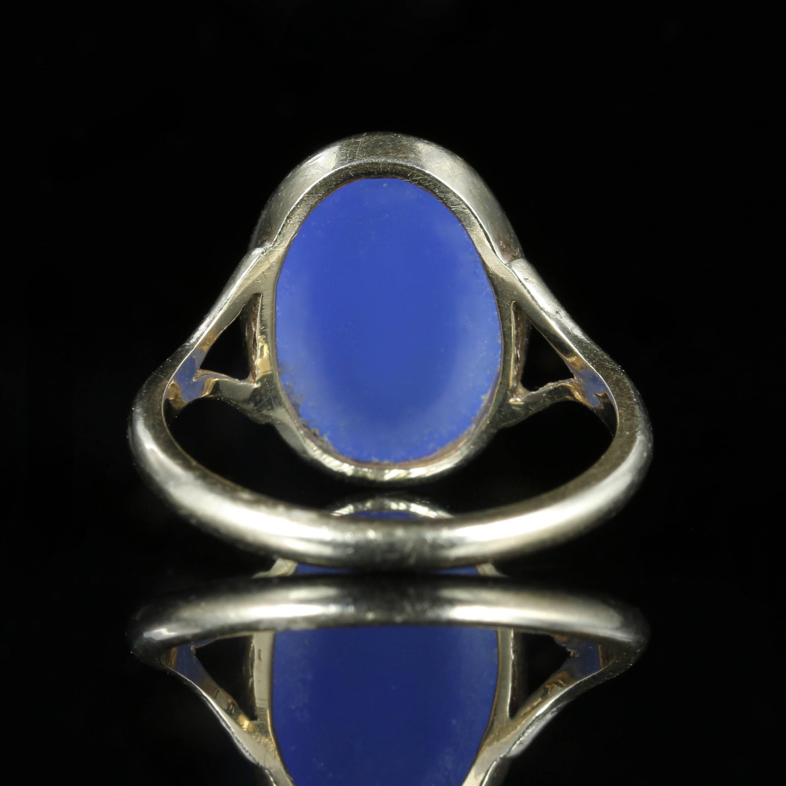 Antique Victorian Chalcedony Agate Blue Gold Ring Dated 1871 In Excellent Condition In Lancaster, Lancashire
