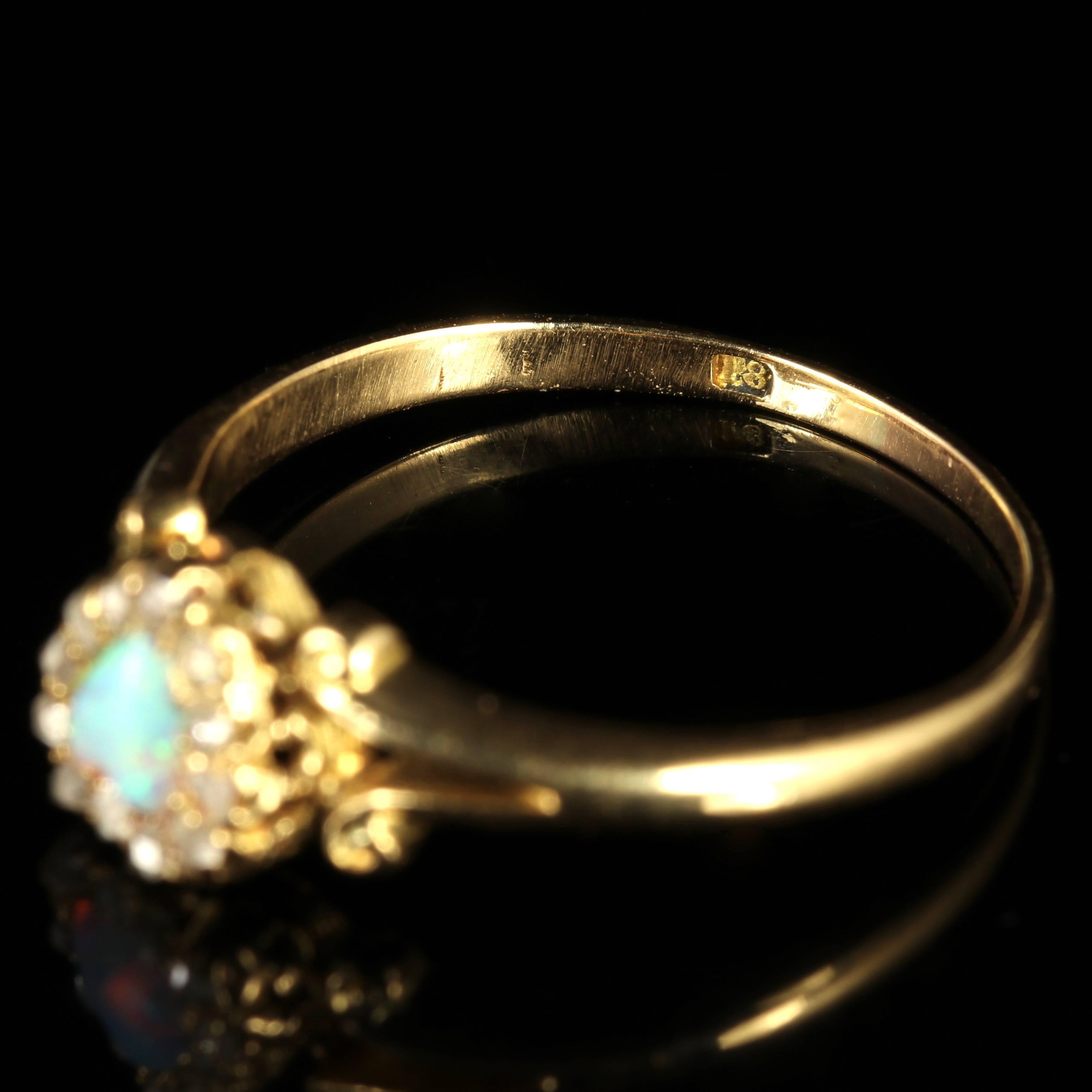 Antique Victorian Opal Diamond Heart Ring circa 1900 18 Carat Gold 2