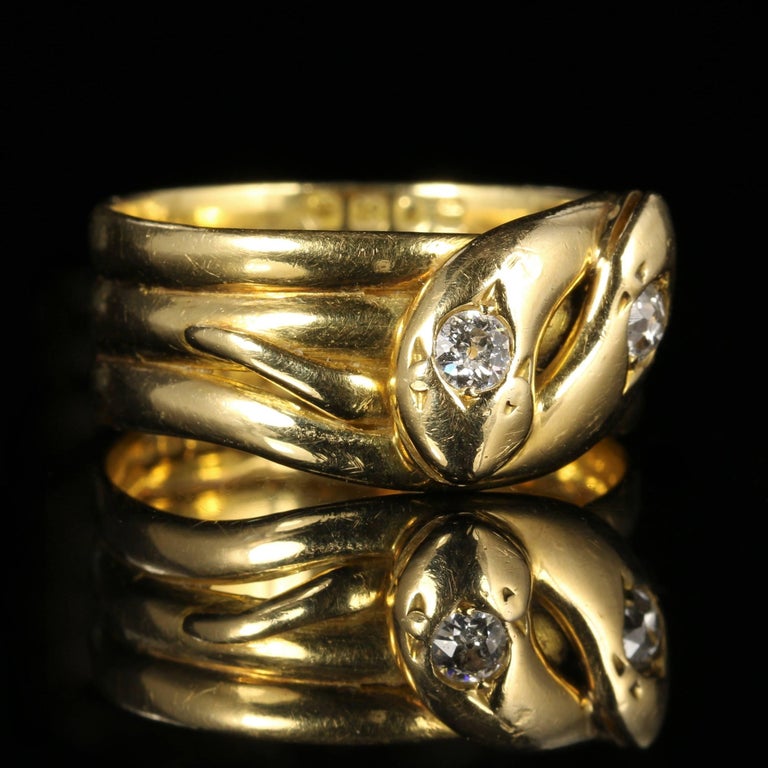 Antique Victorian Diamond Snake Gold Ring Dated London Antique Victorian Diamond Snake Gold Ring Dated London