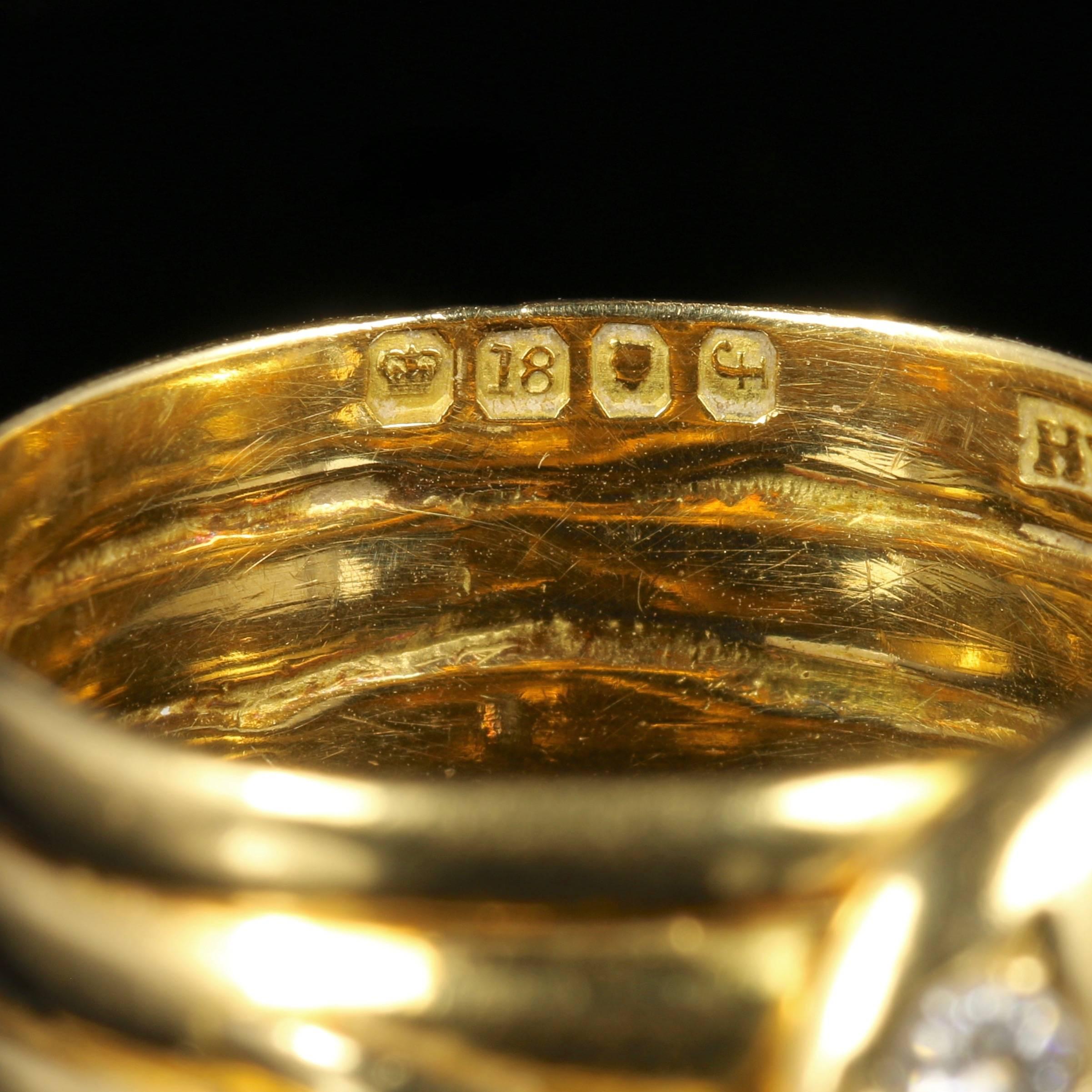 Antique Victorian Diamond Snake Gold Ring Dated London, 1901 1