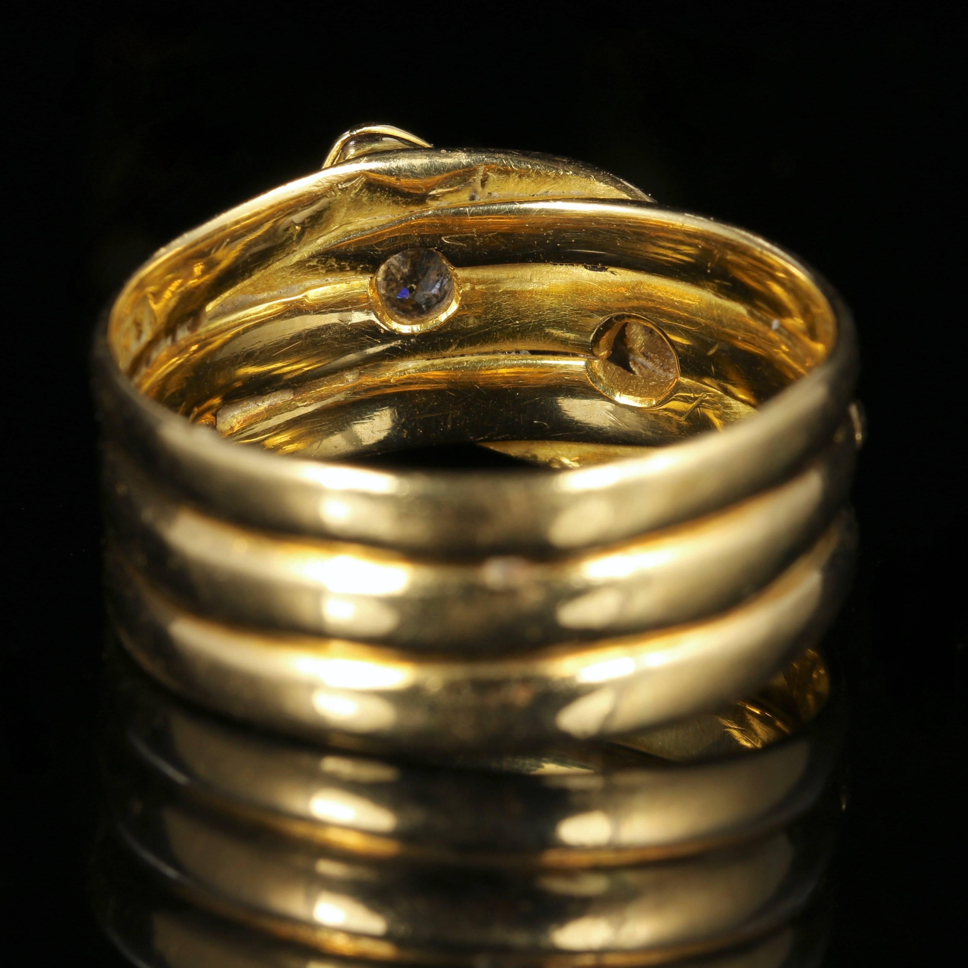Antique Victorian Diamond Snake Gold Ring Dated London, 1901 5
