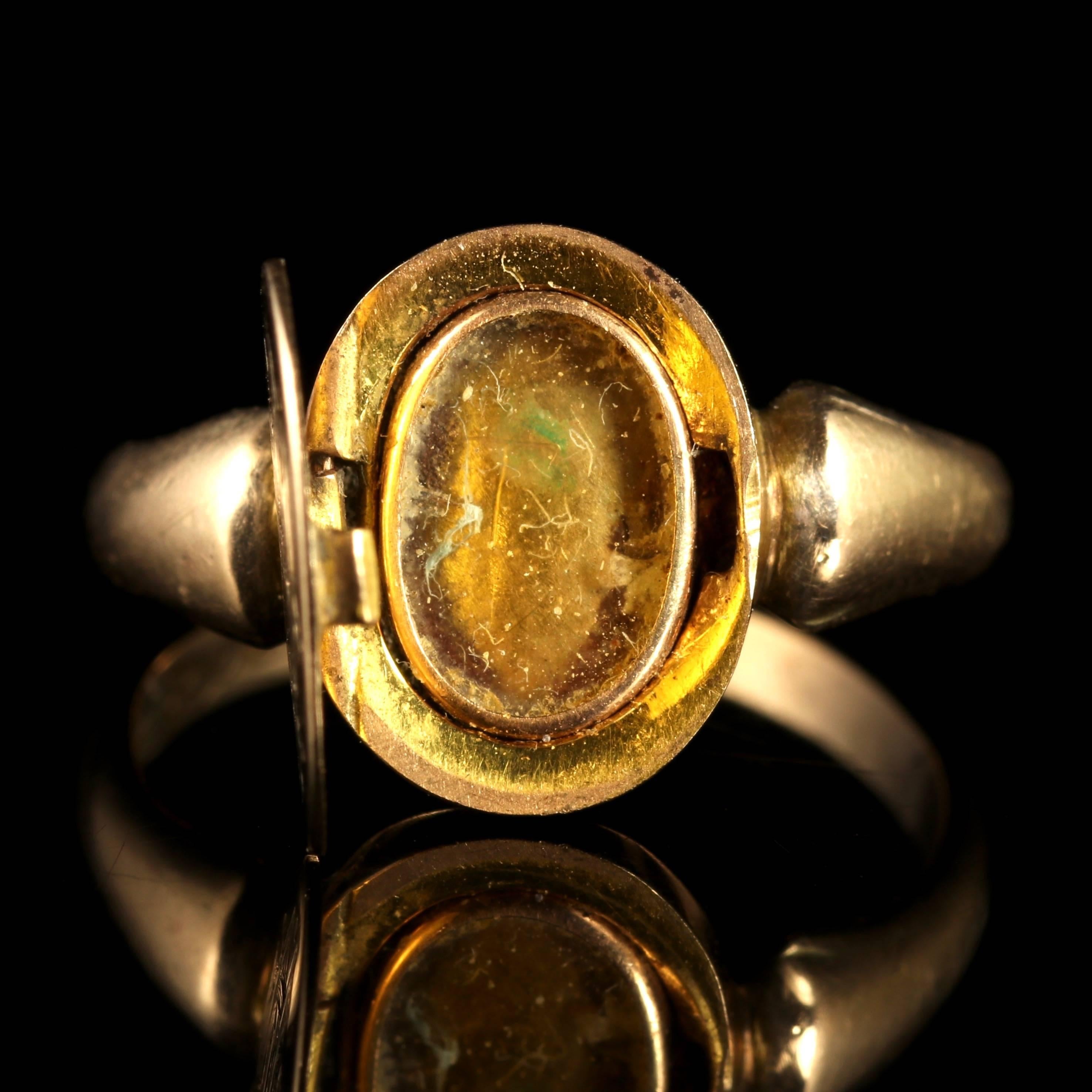 This 9ct Edwardian Yellow Gold poison locket ring is so mysterious.

A decorative concealment for a tiny photo of a loved one or to hide poison. They say they use to loosen the clasp and when the victim is unwary, simply turn your hand over and