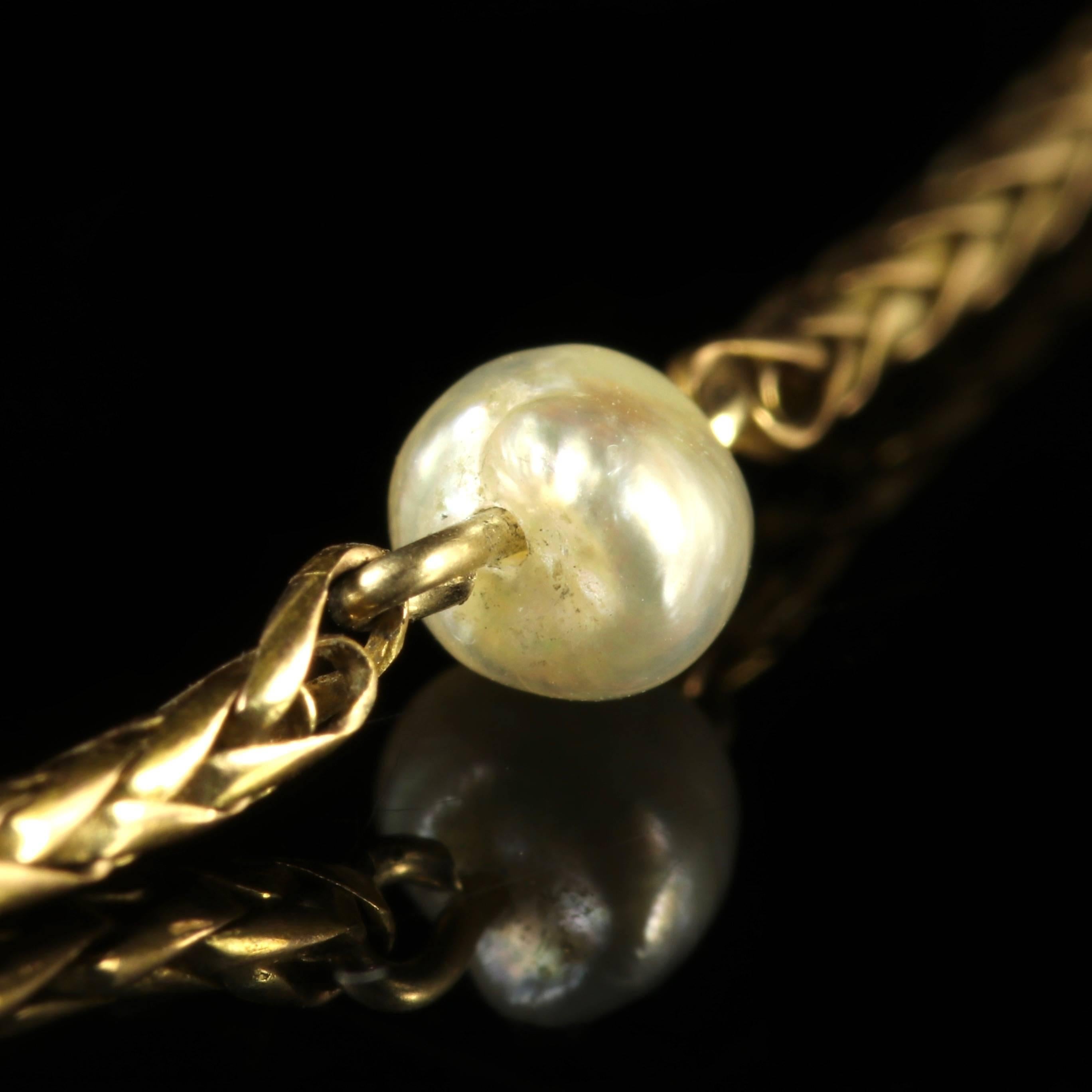 Antique Victorian Gold Pearl Plait Chain, Circa 1895 For Sale 2