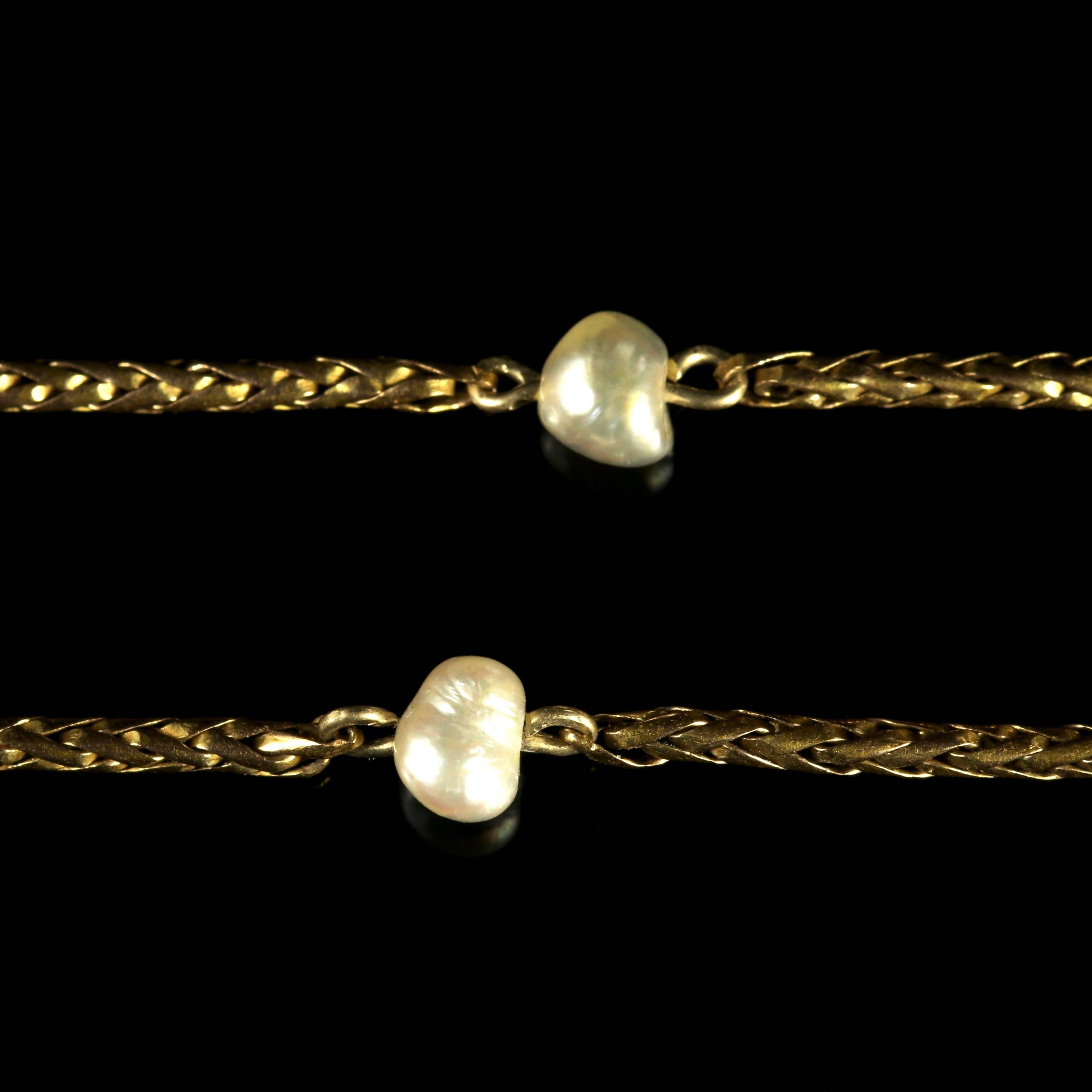 Women's Antique Victorian Gold Pearl Plait Chain, Circa 1895 For Sale