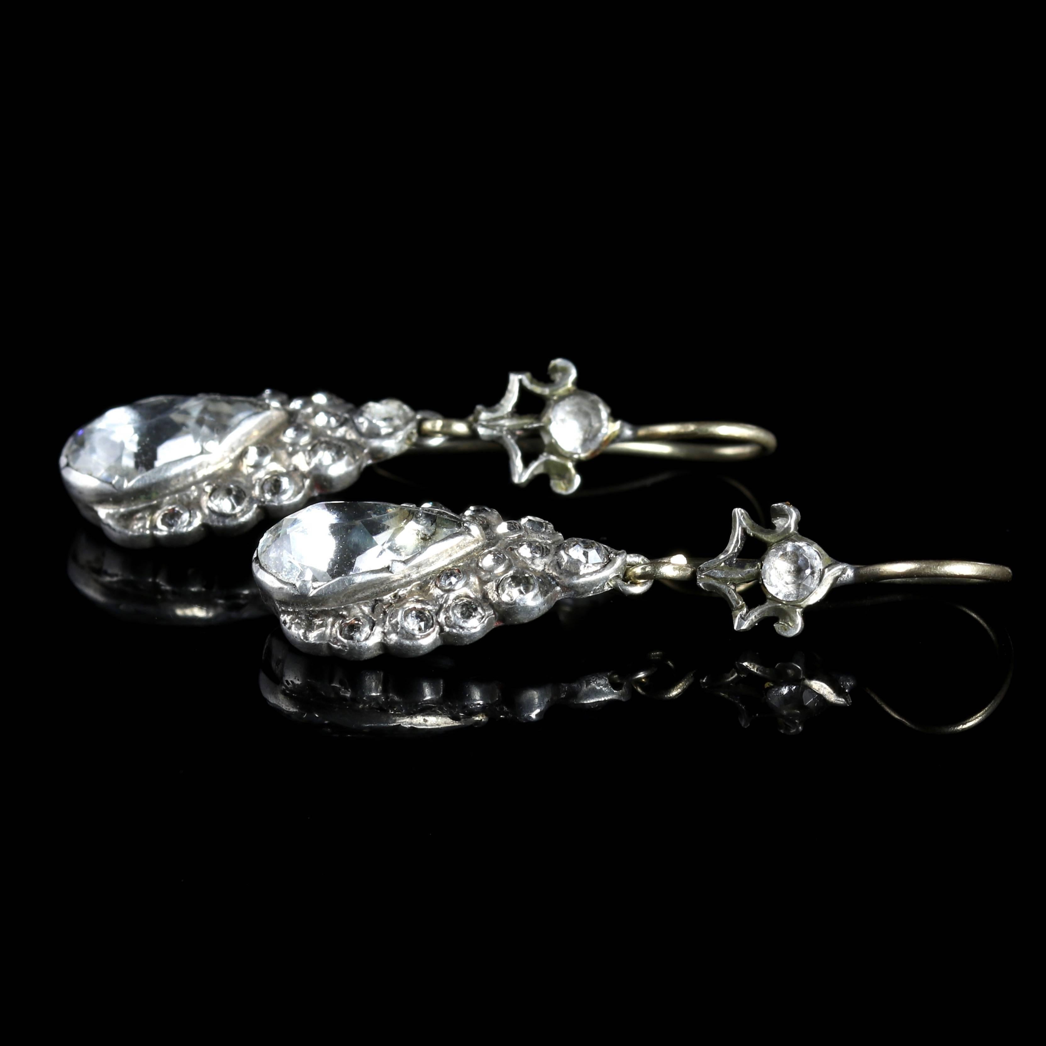 Victorian Paste Earrings Silver Gold For Sale 1