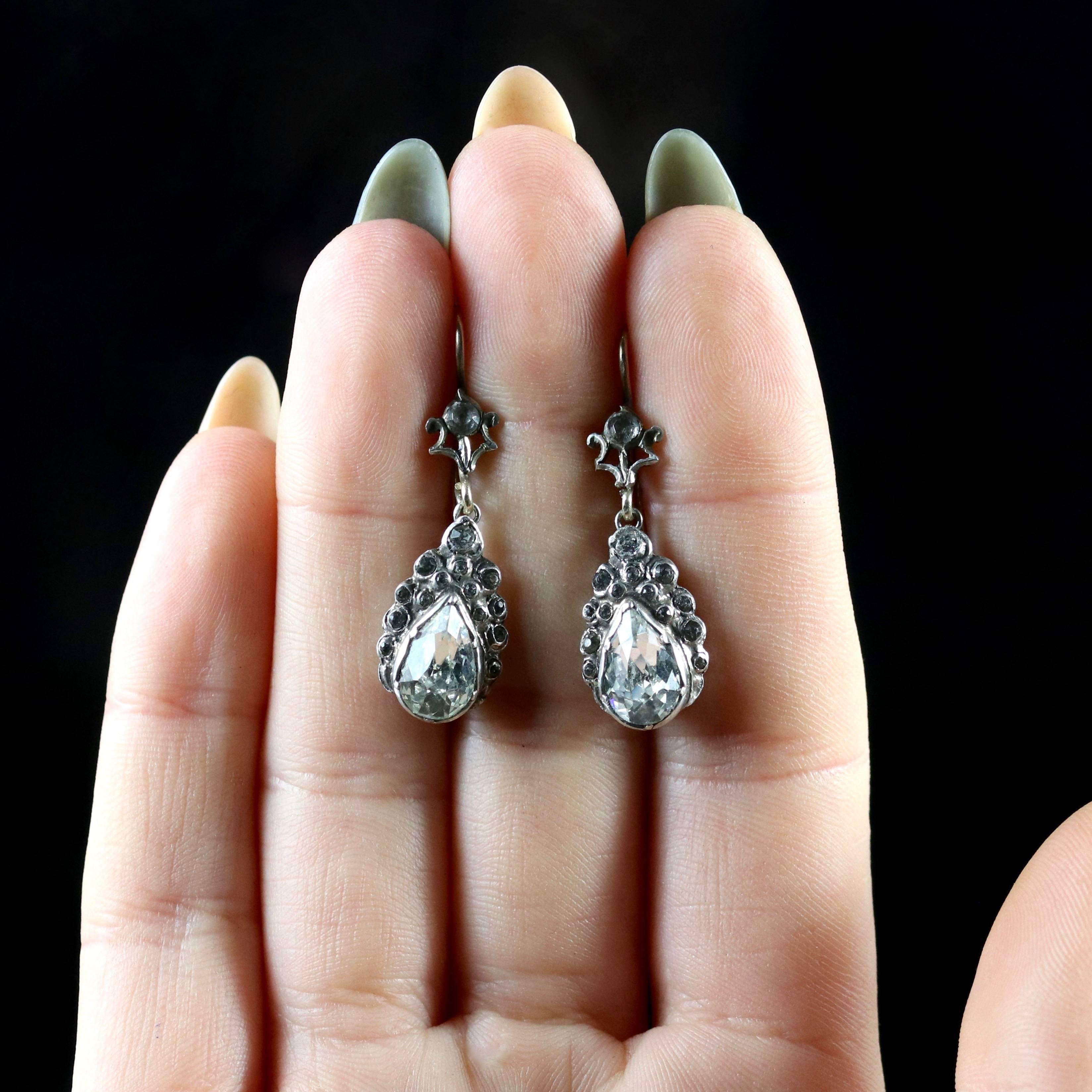 Victorian Paste Earrings Silver Gold For Sale 3