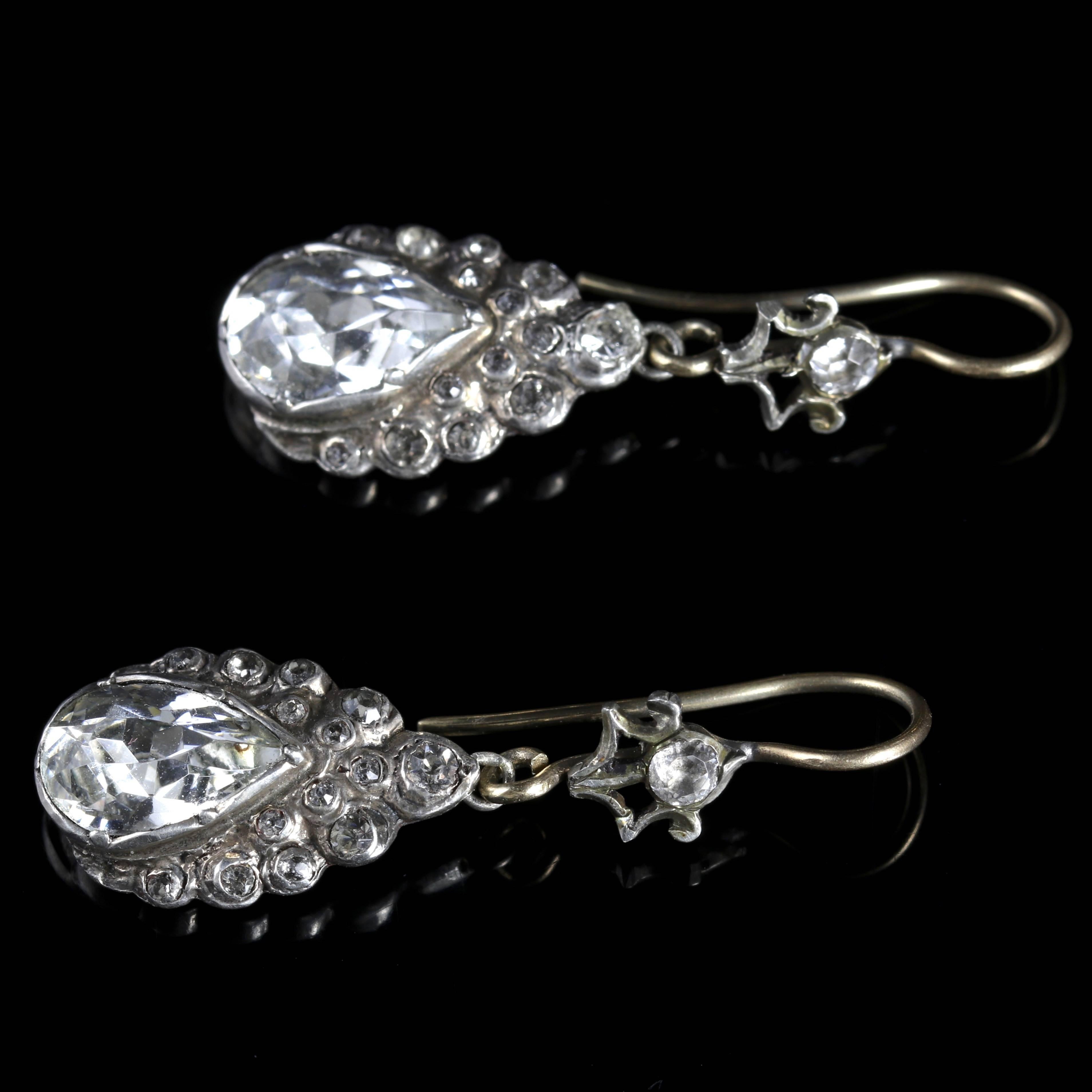 Women's Victorian Paste Earrings Silver Gold For Sale