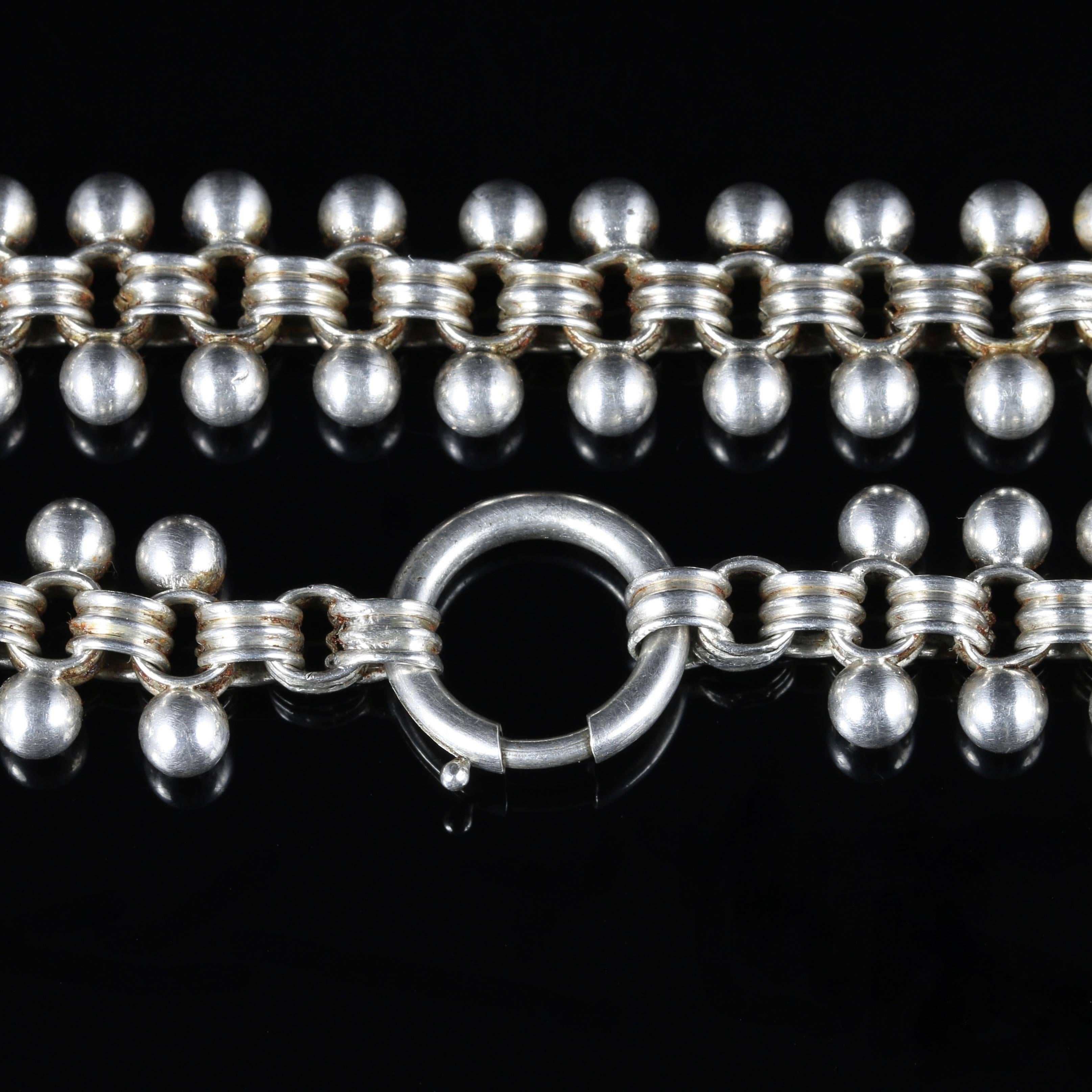 Antique Victorian Sterling Silver Collar Necklace, circa 1880 In Excellent Condition In Lancaster, Lancashire