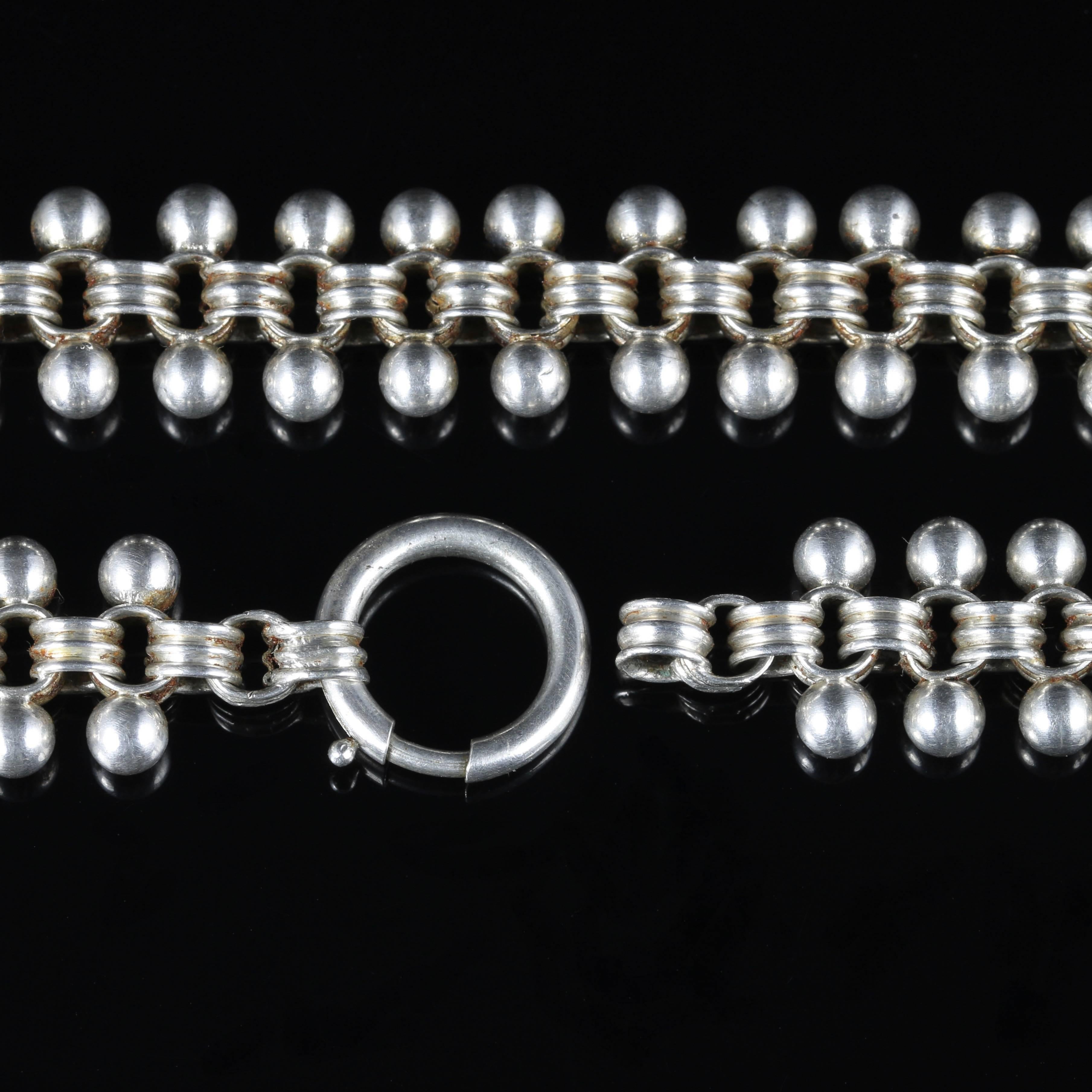 Women's or Men's Antique Victorian Sterling Silver Collar Necklace, circa 1880
