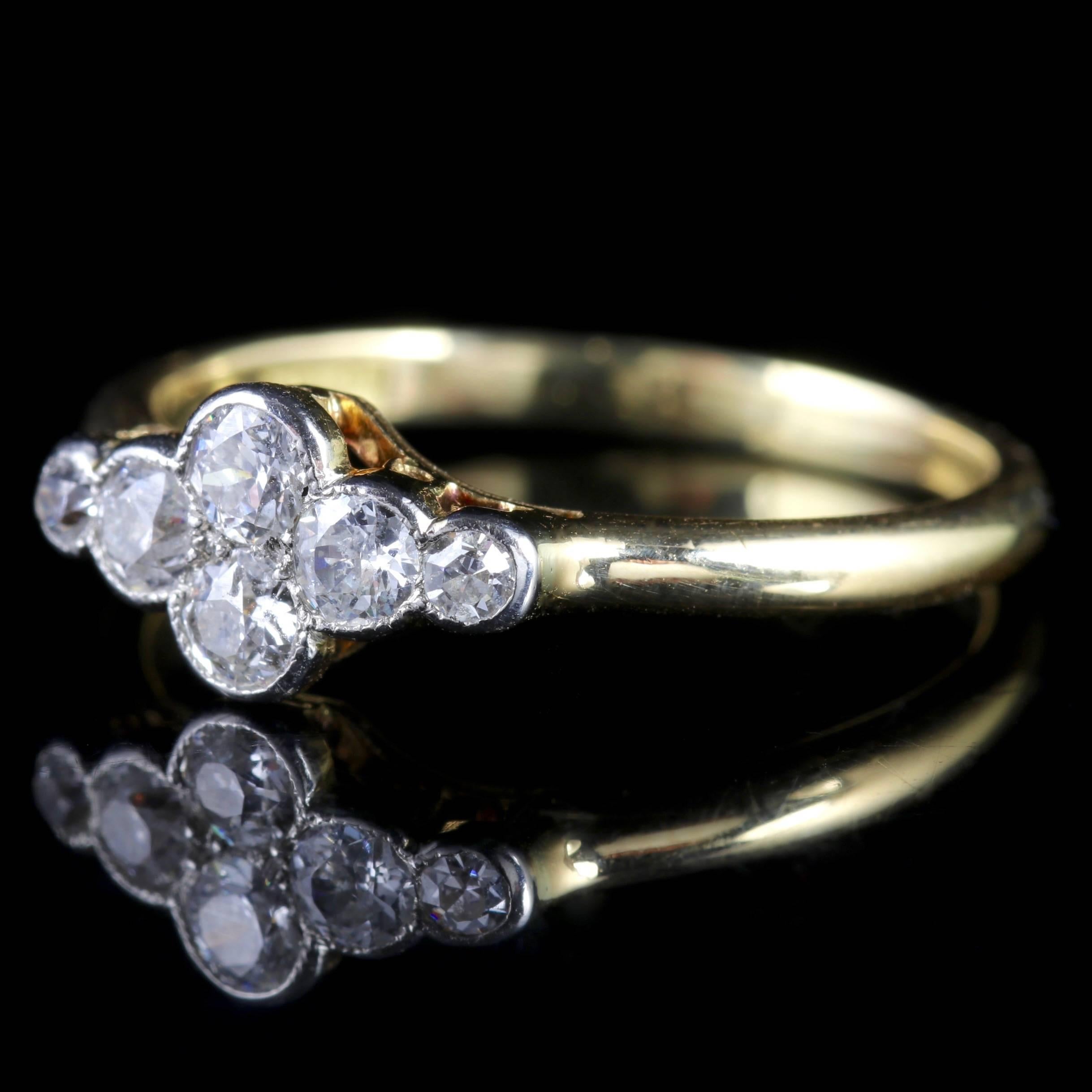To read more please click continue reading below-

This fabulous antique 18ct Yellow Gold Diamond cluster ring is Circa 1900 - 1910.

A lovely bright white cluster of Diamonds adorns the face of this ring with approx. 0.50ct of Diamond in