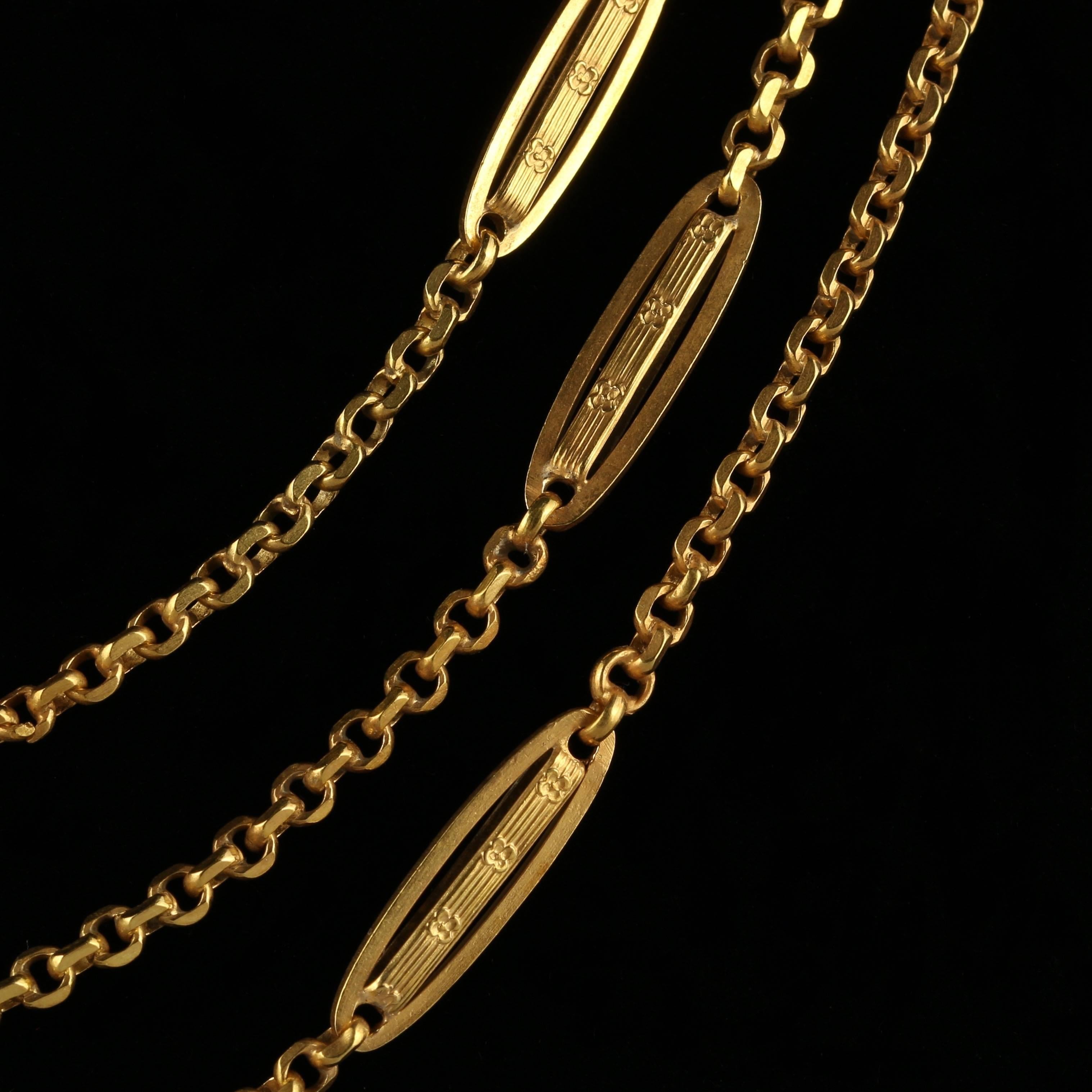 Antique Victorian Long Guard Chain 18 Carat Gold, circa 1900 In Excellent Condition In Lancaster, Lancashire