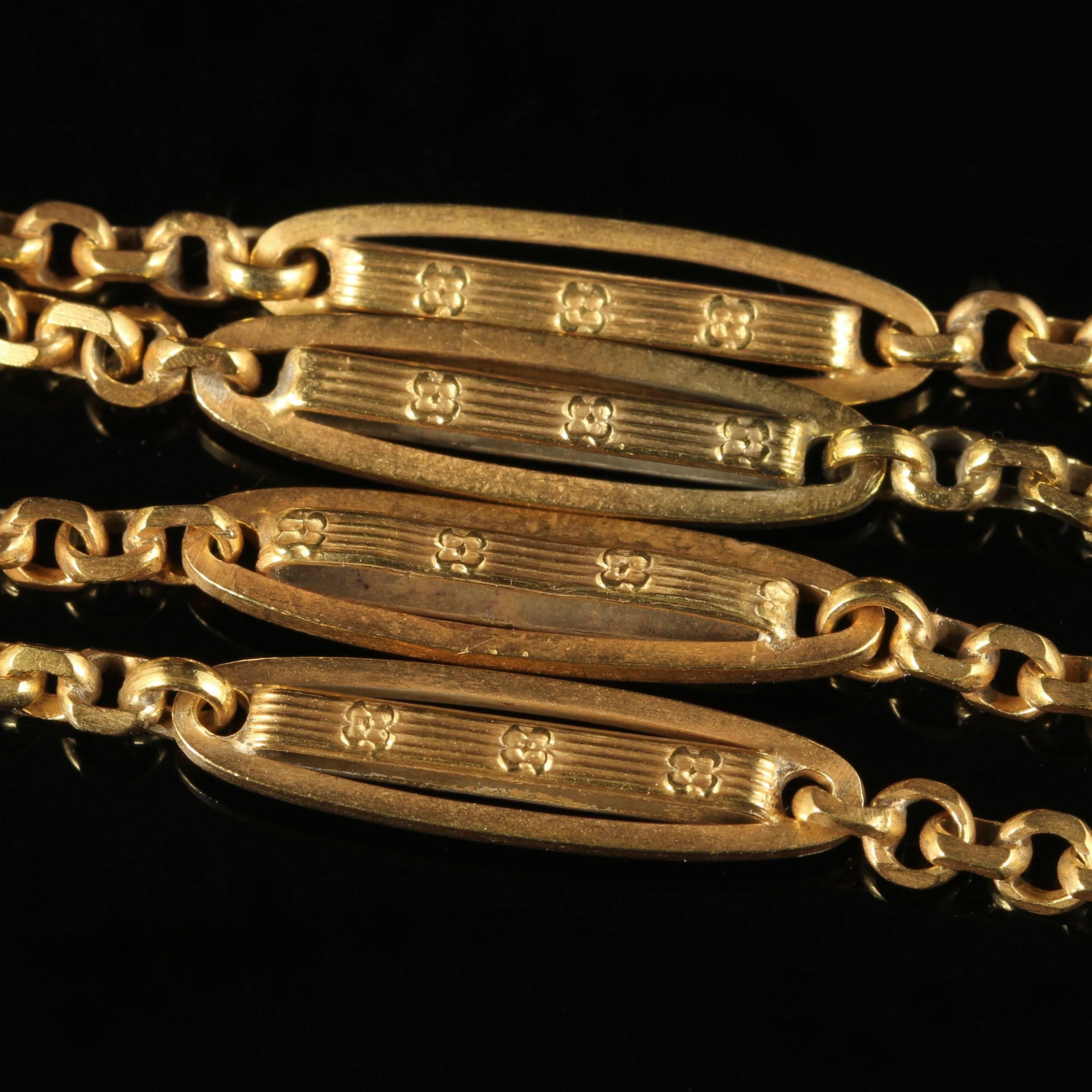 Women's Antique Victorian Long Guard Chain 18 Carat Gold, circa 1900