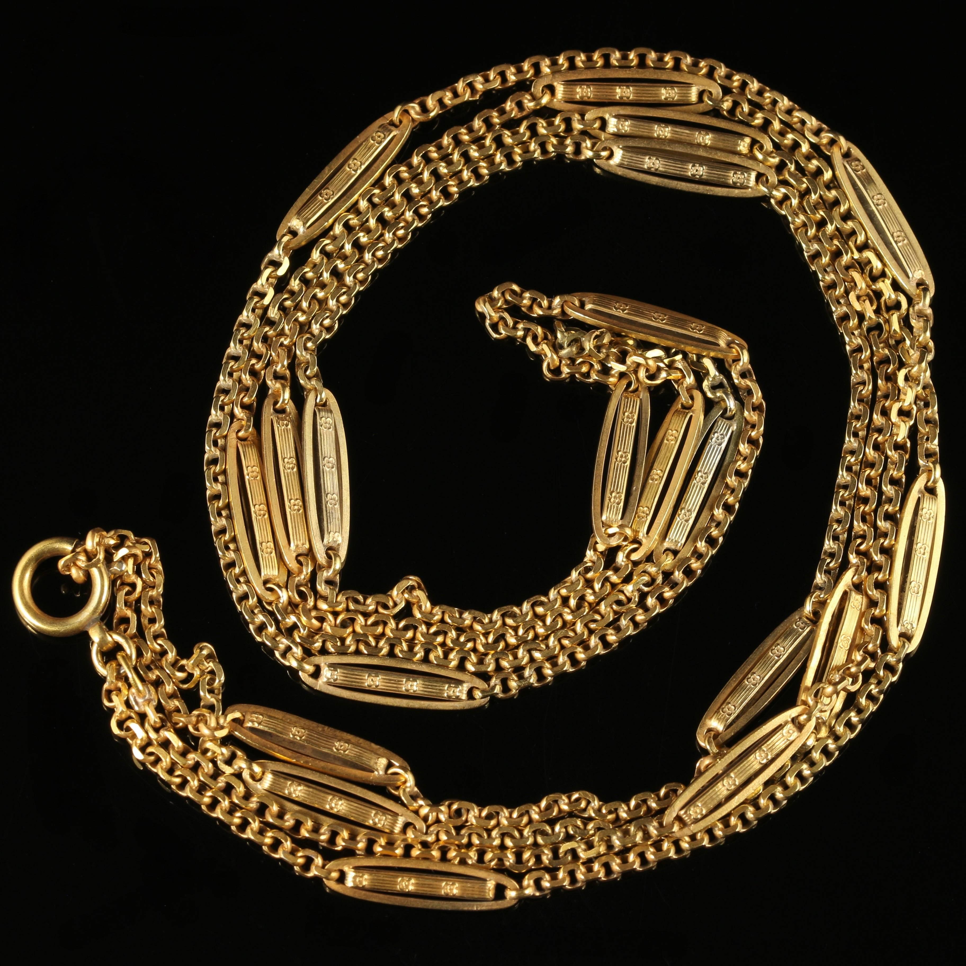 Antique Victorian Long Guard Chain 18 Carat Gold, circa 1900 1