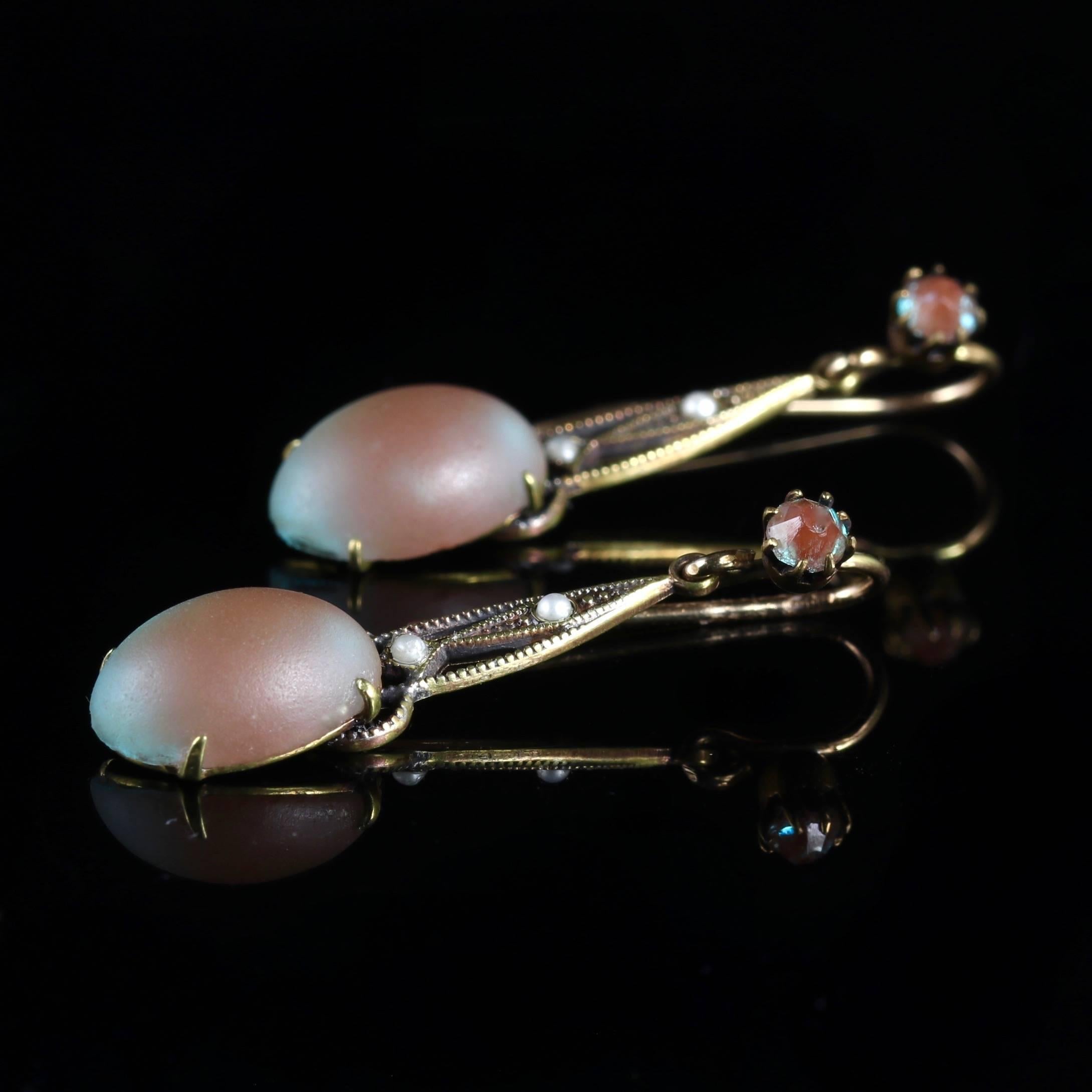Women's Antique Victorian Saphiret and Pearl Silver Gold Earrings, circa 1900