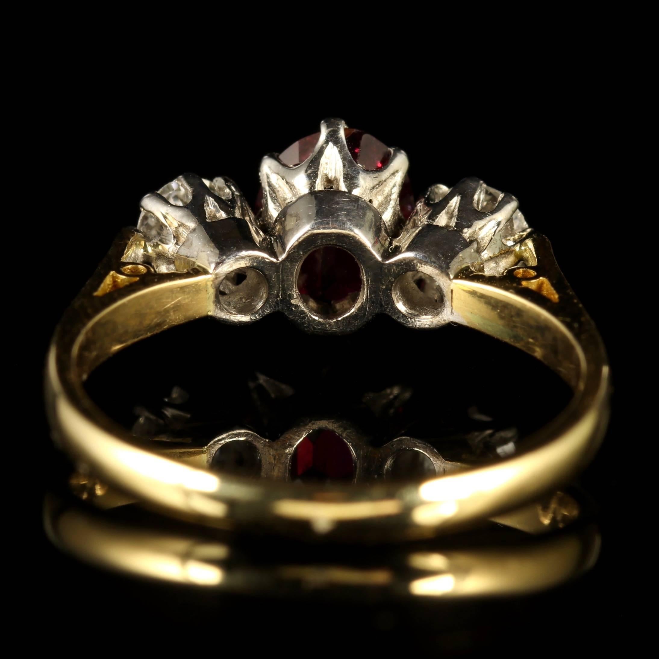 Antique Victorian Ruby Diamond Ring 18 Carat Gold, circa 1900 In Excellent Condition In Lancaster, Lancashire